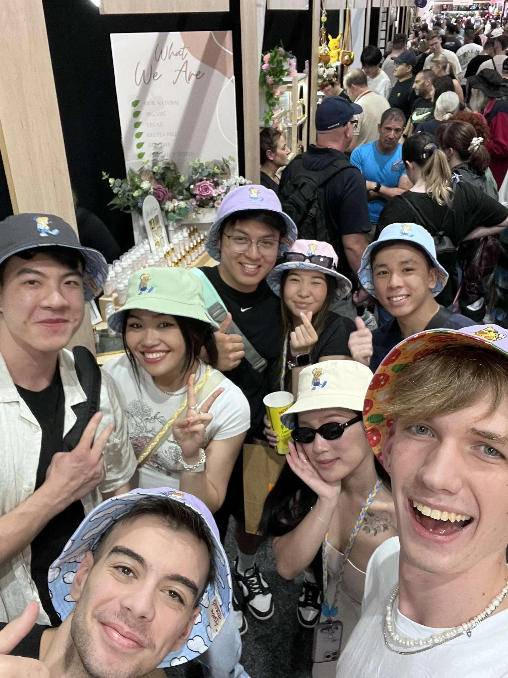 People wearing the bucket hat and liking it