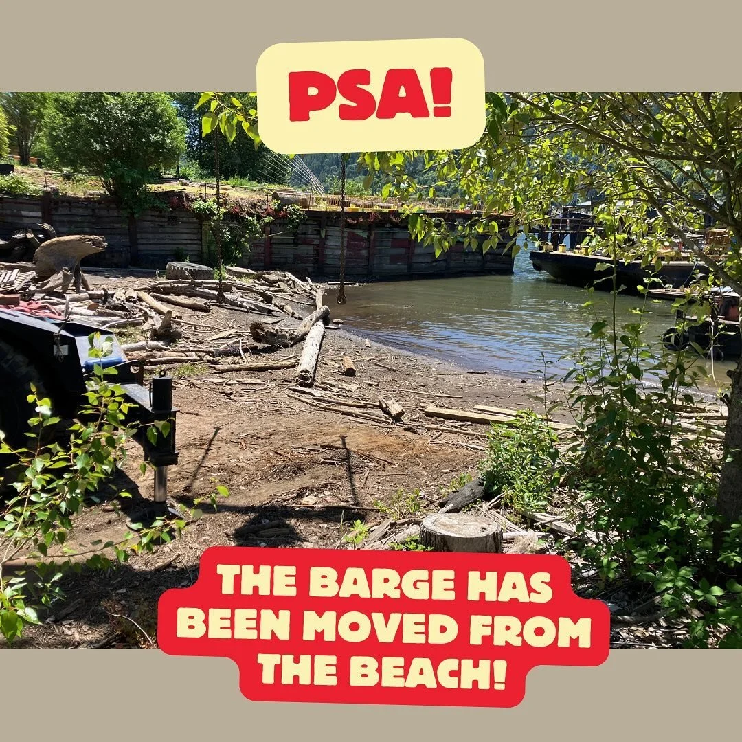PSA: the barge has been moved off the beach @greenanchorspdx! We&rsquo;re so excited to have full beach access, and improve the accessibility for our kayak lending library members, social paddles and trainings. Shout out to everyone at Green Anchors 