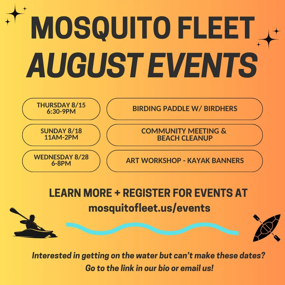 Our August events are here! Register for events using the link in our bio 💫

Thursday 8/15, 6:30-9pm - Birding Paddle with @birdherspdx 🦉👀🛶

Sunday 8/18 11am-2pm - Community Meeting + Beach Cleanup 🧤🗑️

Wednesday 8/28, 6-8pm - Art Workshop: Kay