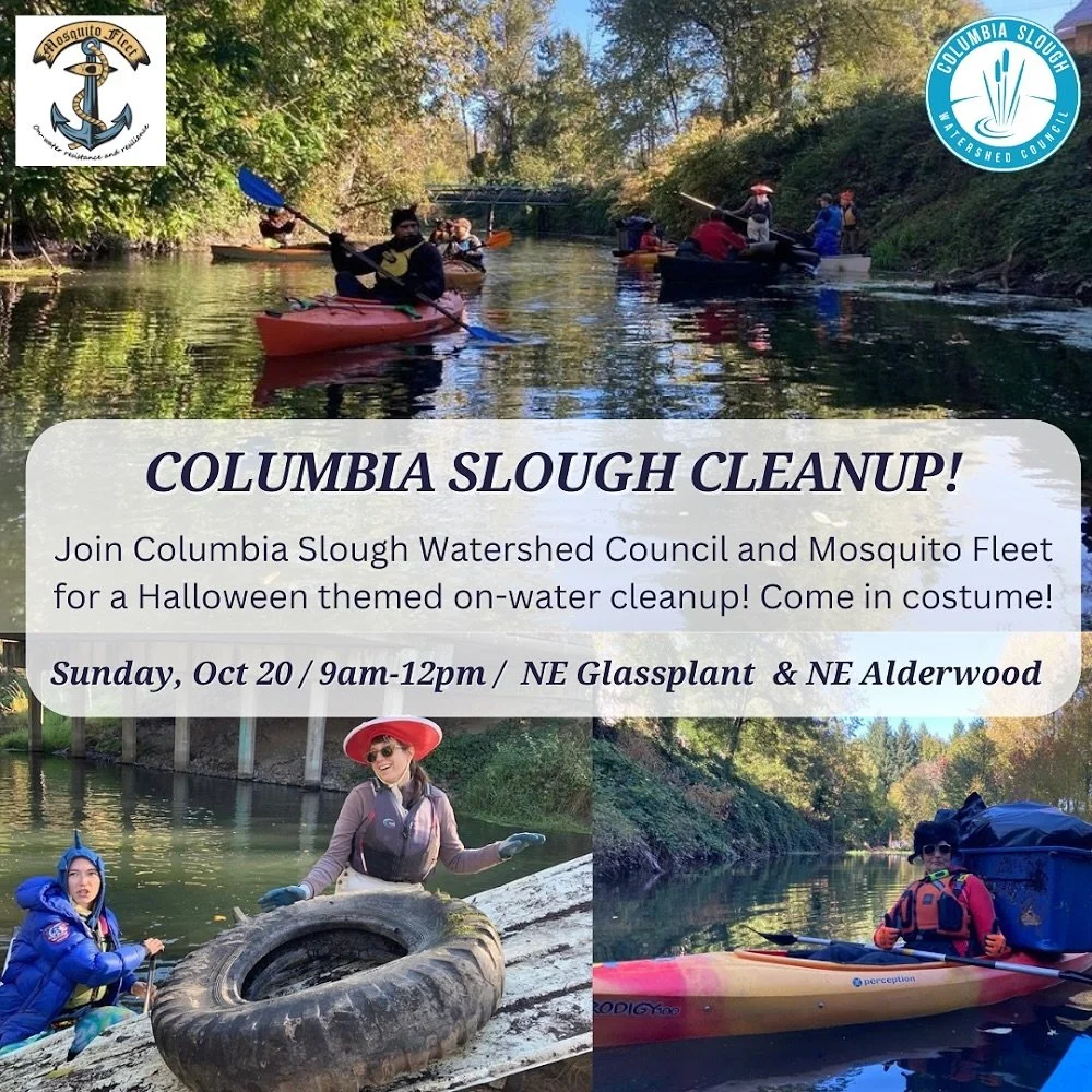 Join @mosquitofleetpnw and @columbiaslough for a Halloween themed on-water cleanup! Participants can bring their own boat, or reserve a seat in one of ours. This is for people 14 and older, minors must be accompanied by an adult. Come in costume!! Re