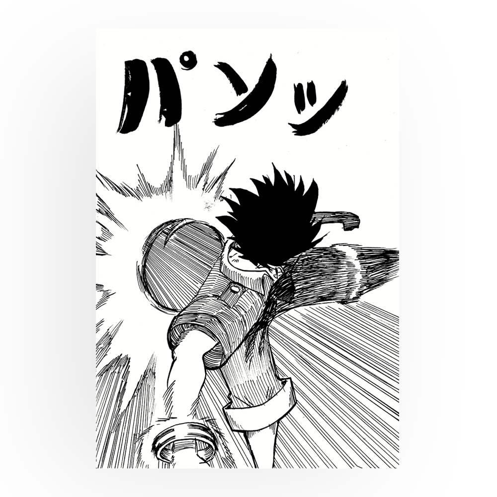 Strong Kick – Original Illustration (A5, Hand-Drawn)