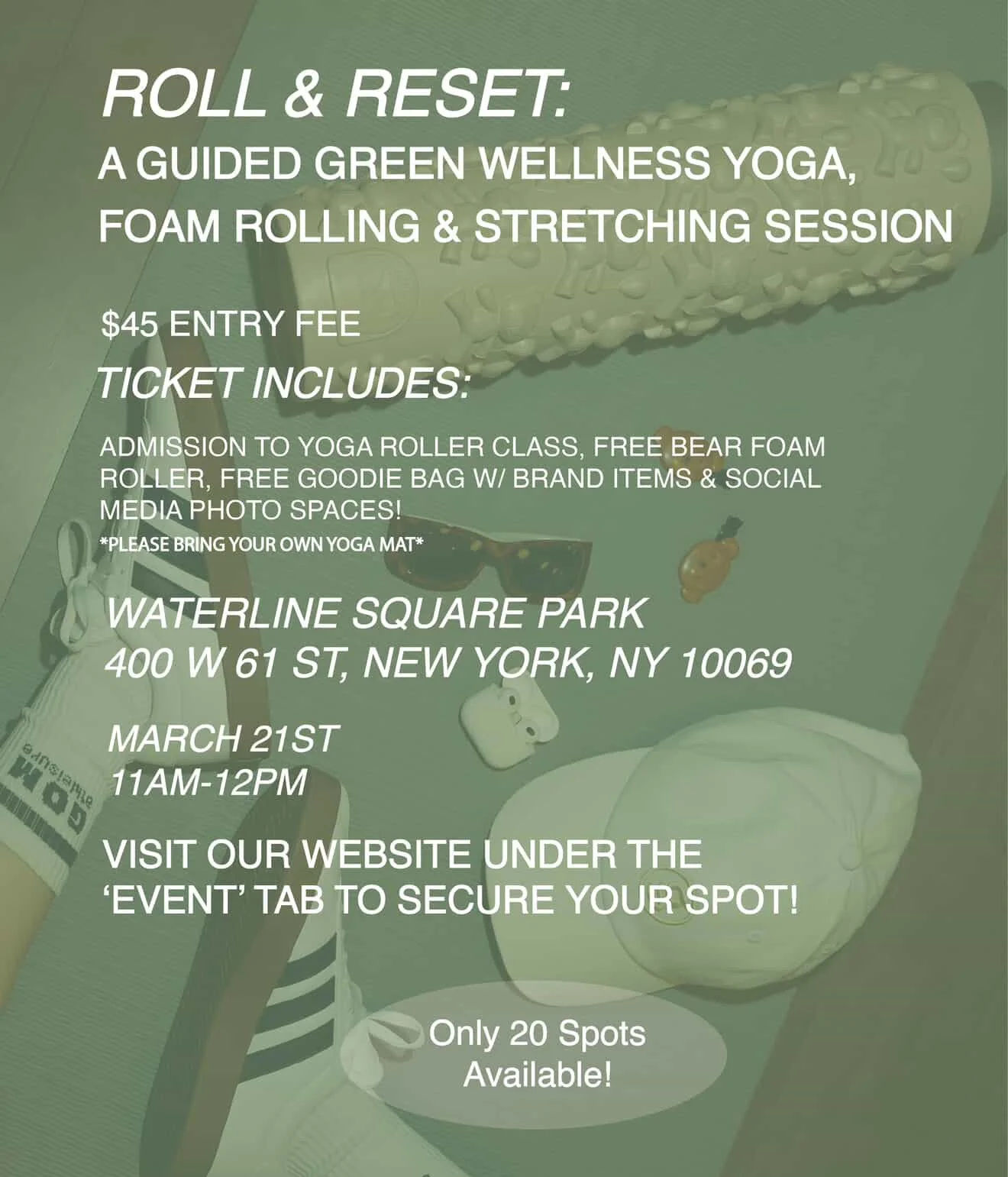 ROLL & RESET: A guided green wellness Yoga, foam roller & stretching session