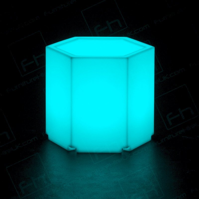 LED Colour-Changing Hexagonal Plinth Table