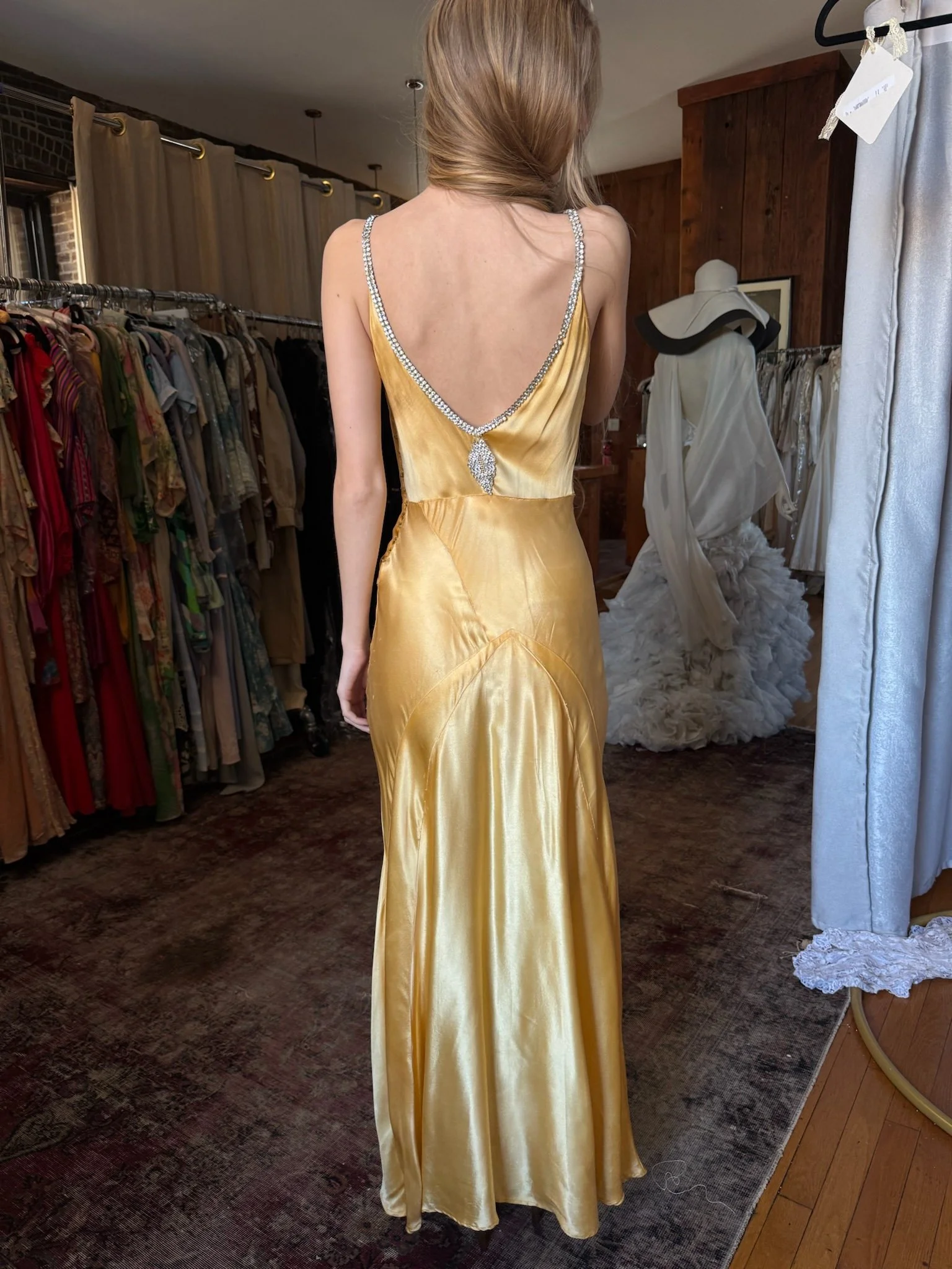 1930s golden glam diamonte gown (XS)