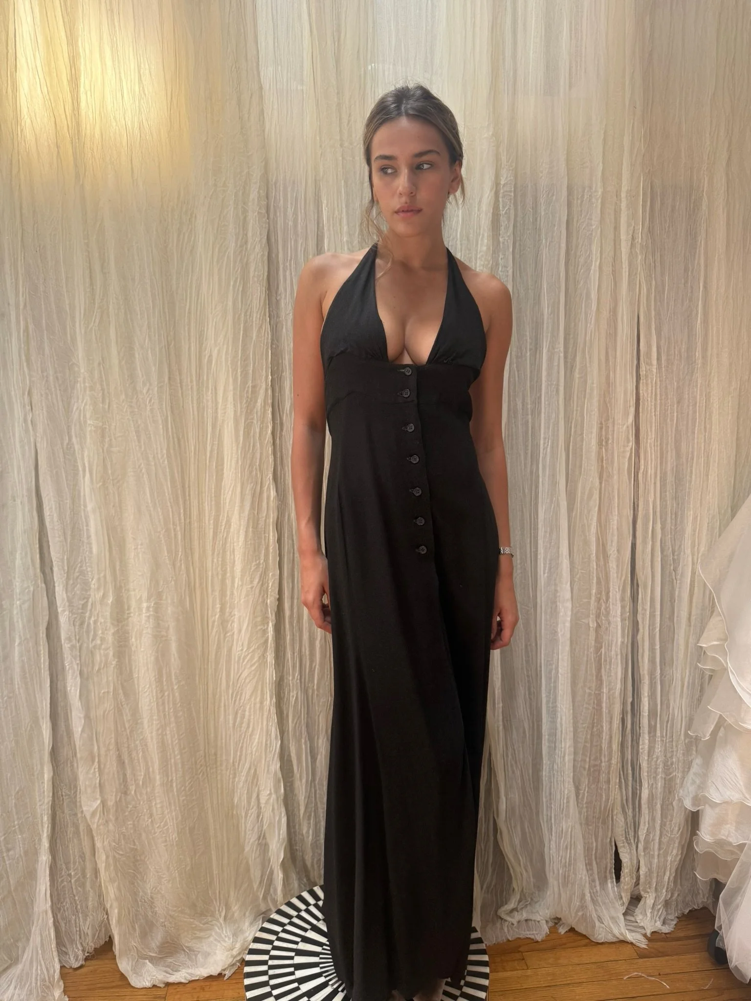 ossie clark crepe plunge dress (XS)