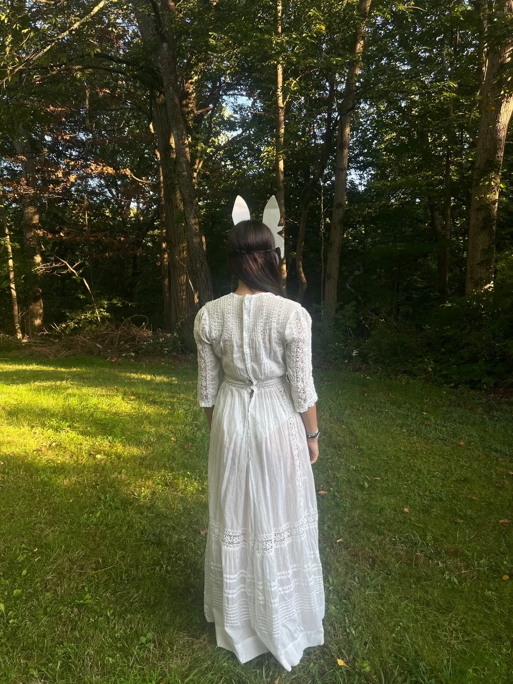 open lace back dress Antique Edwardian White Lawn Cotton & Lace Garden Party Dress main image 1