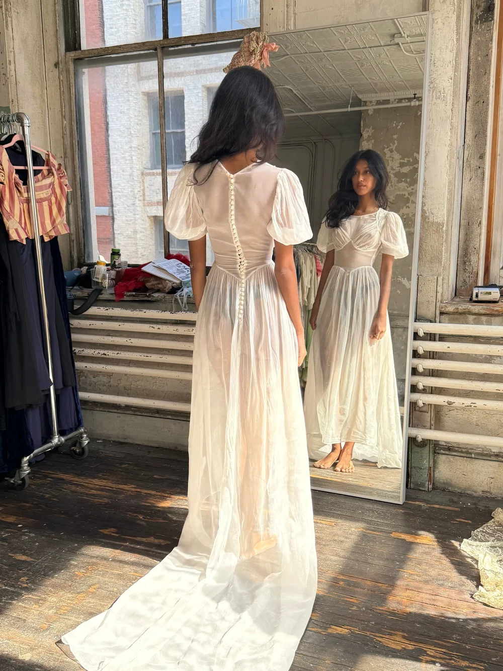 1930s 1940s puff sleeve wedding gown (XXS) — Farmer's Daughter