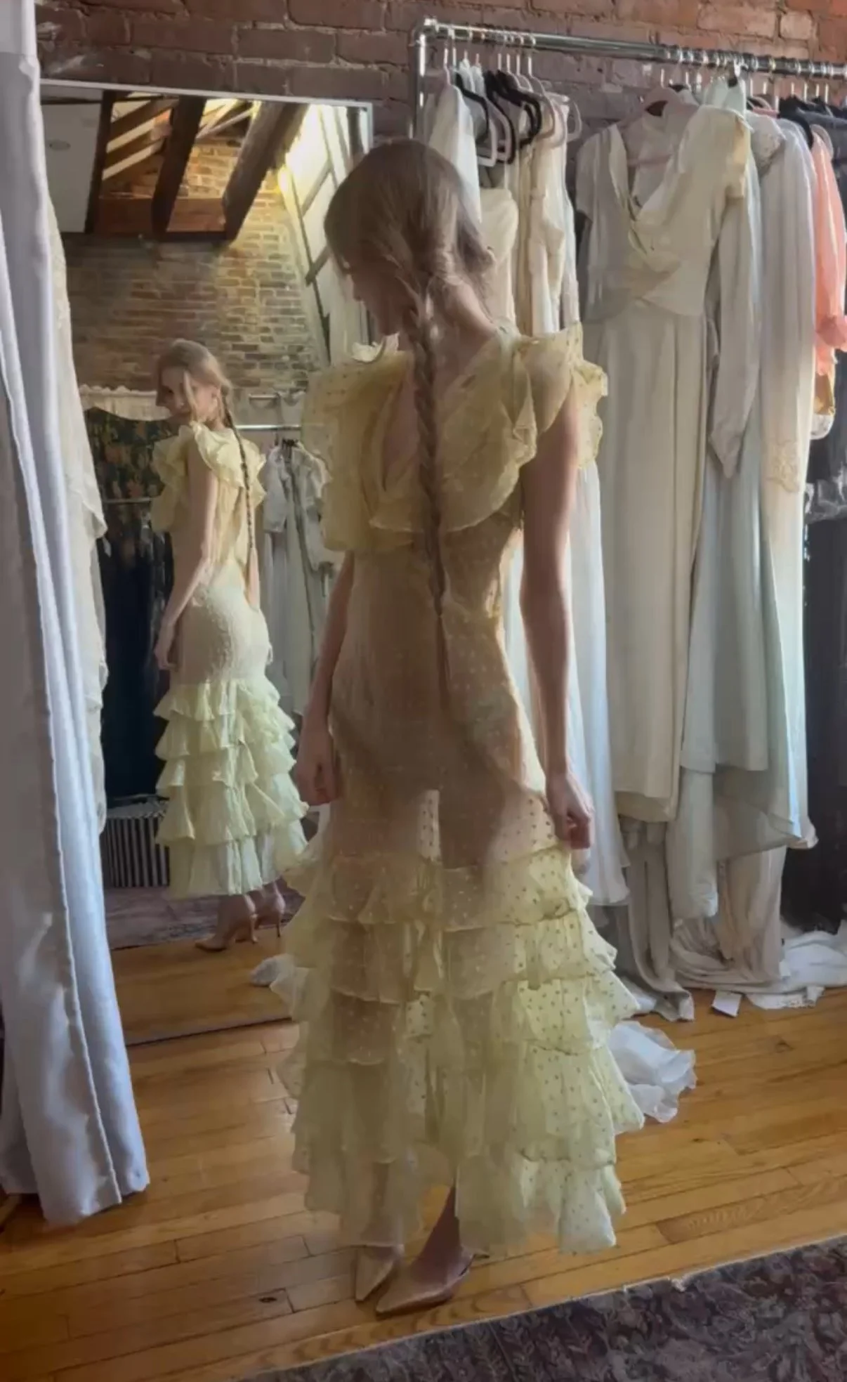 1930s polka dot ruffle gown (XXS-XS)