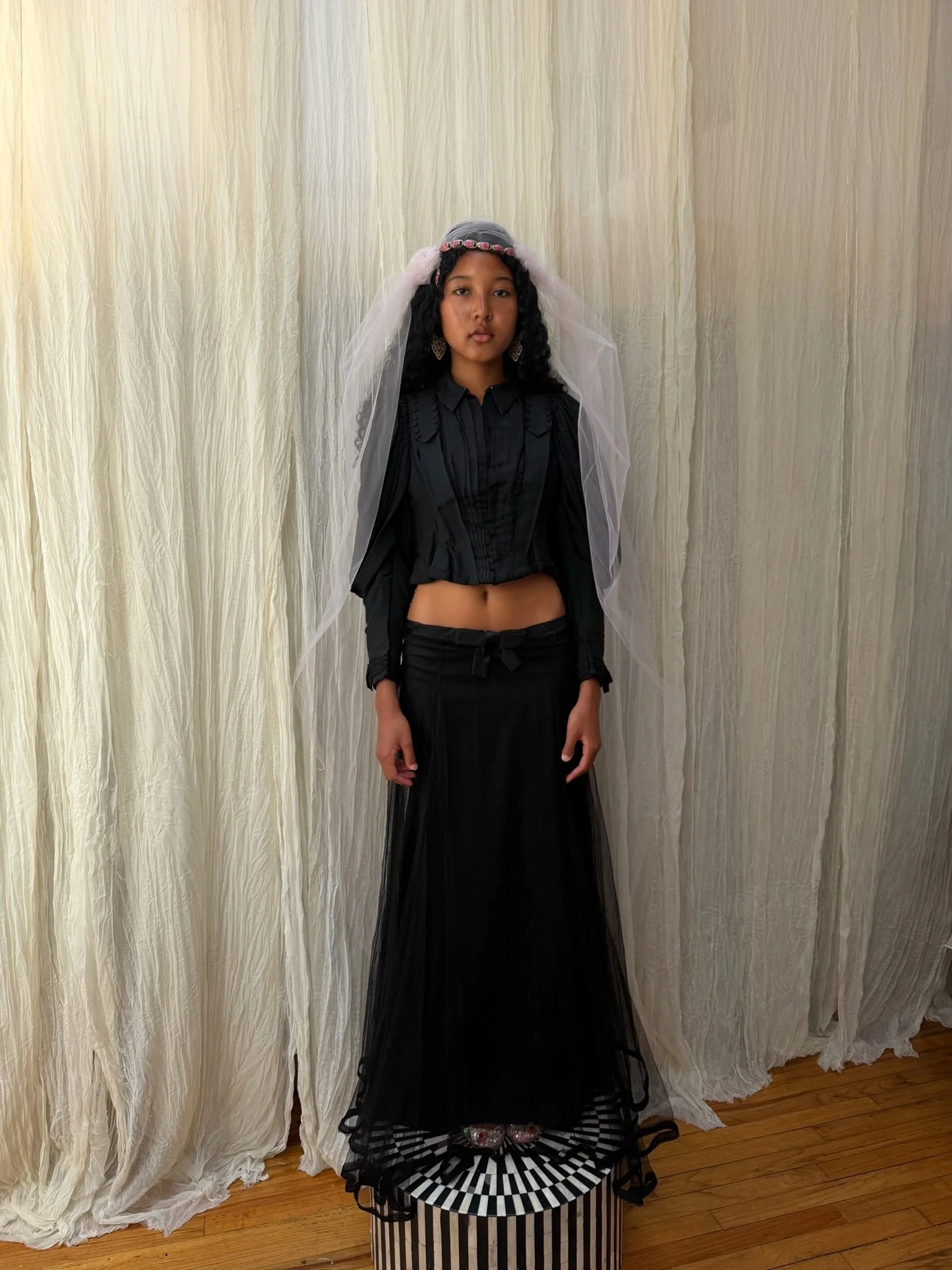 antique black tulle skirt (XS)