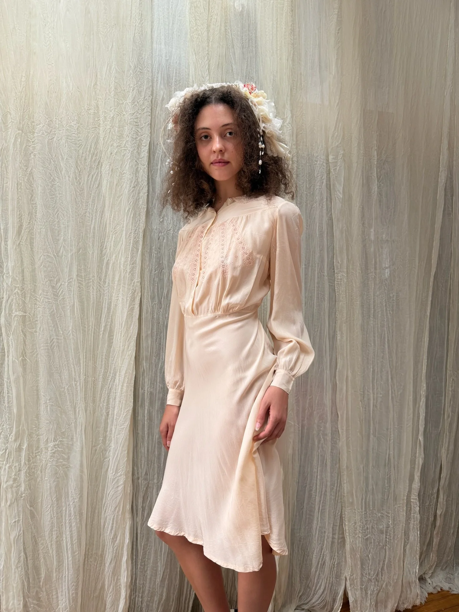 1940s silk collared mini slip (XS-L)