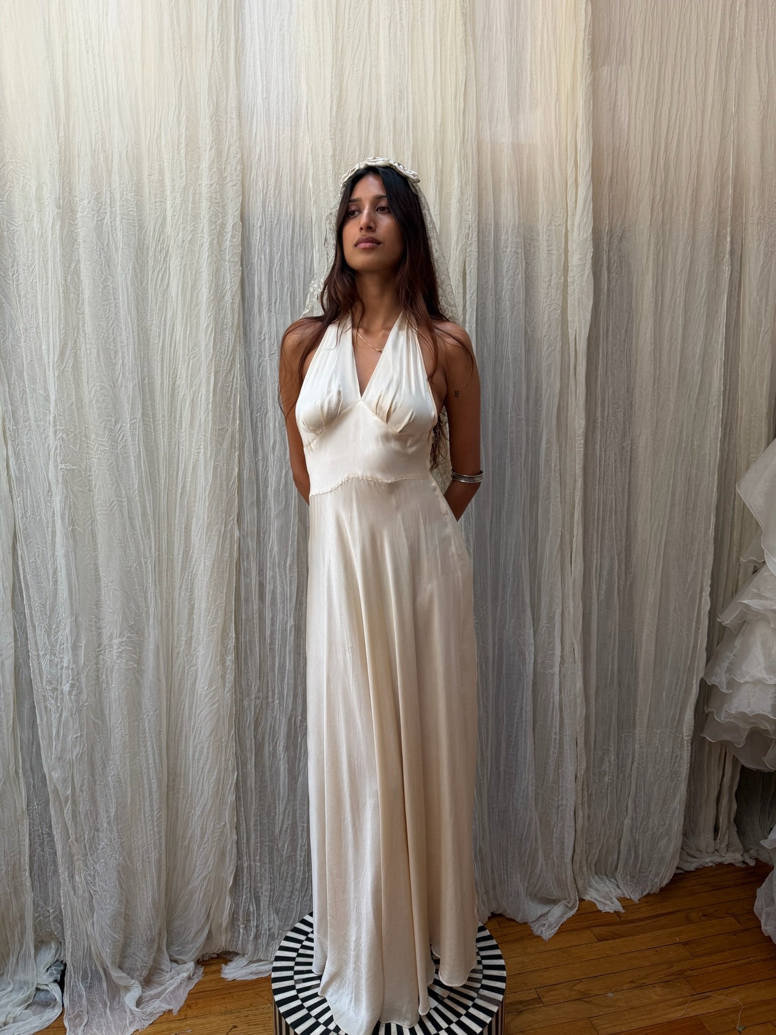 1930s silk halter gown (S)