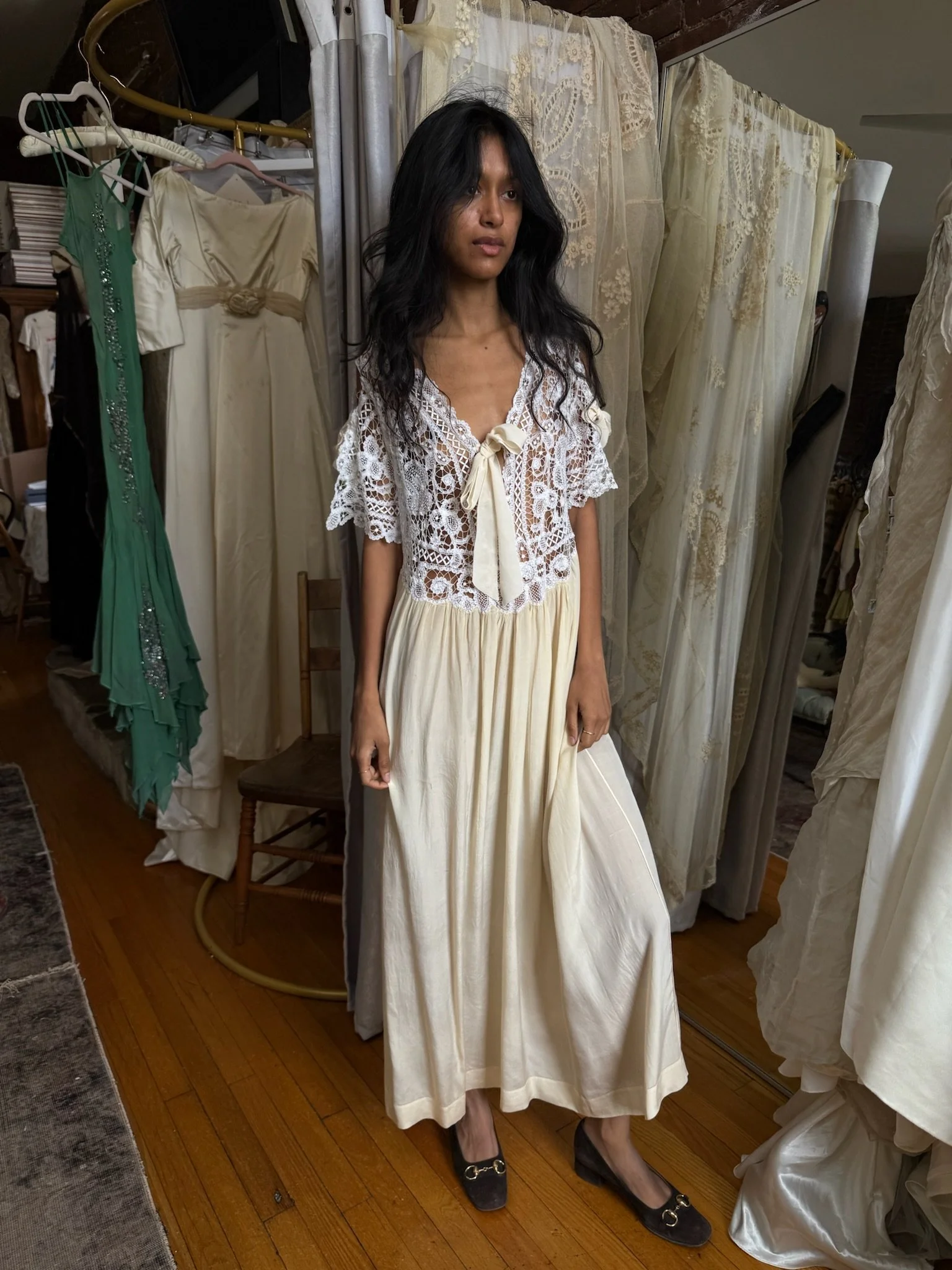 antique silk and lace nightgown (XS-L)