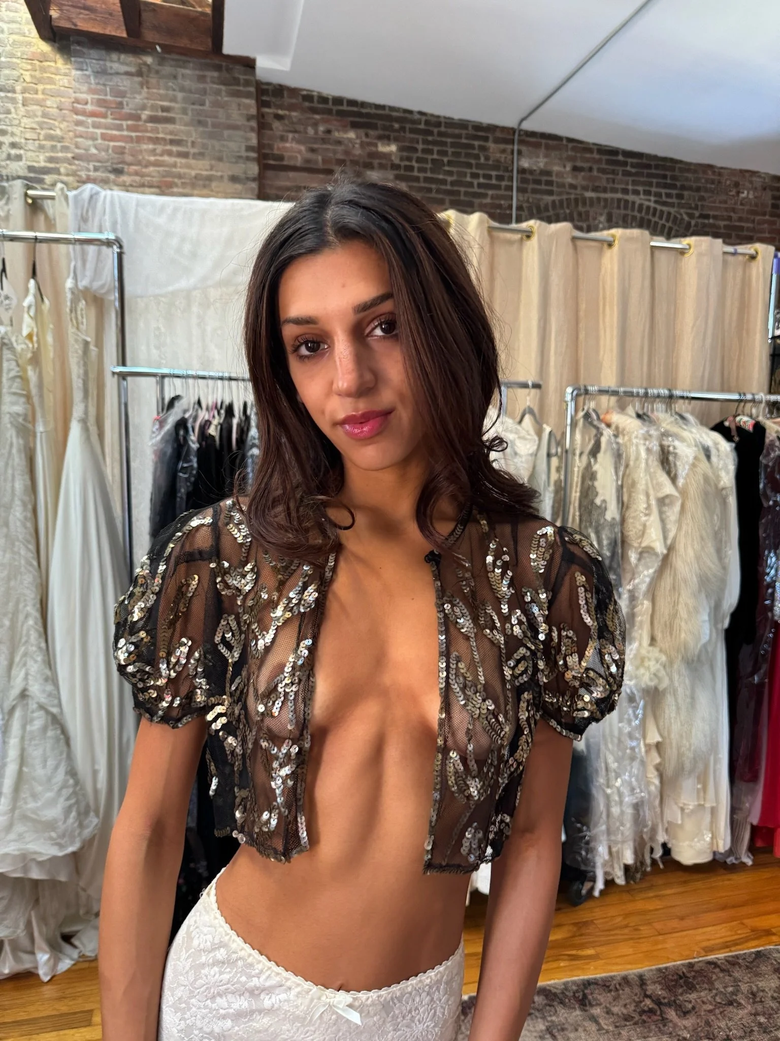 antique sequined bolero jacket (XS-S)