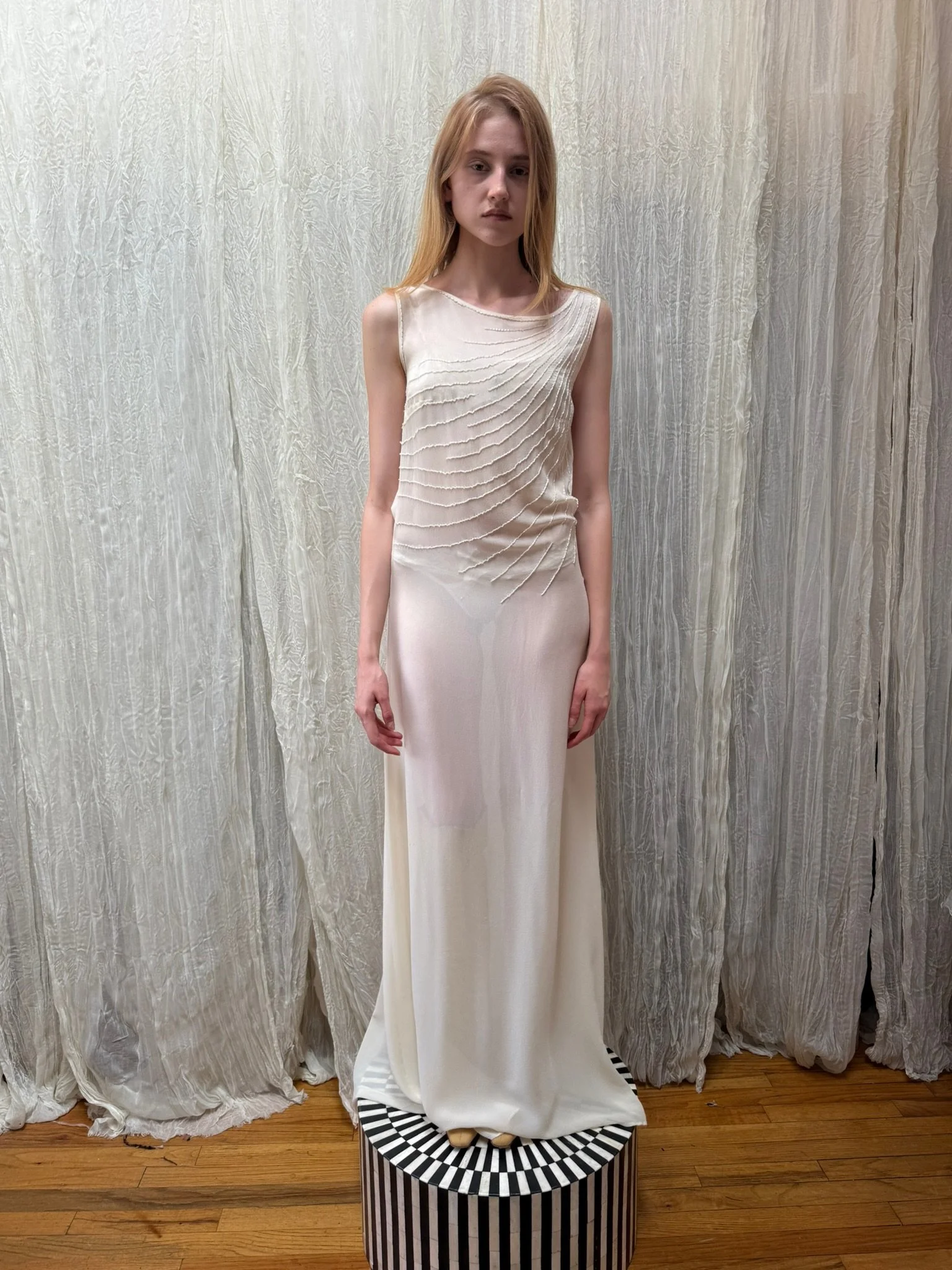 ghostly silk beaded bridal gown (XS-S)