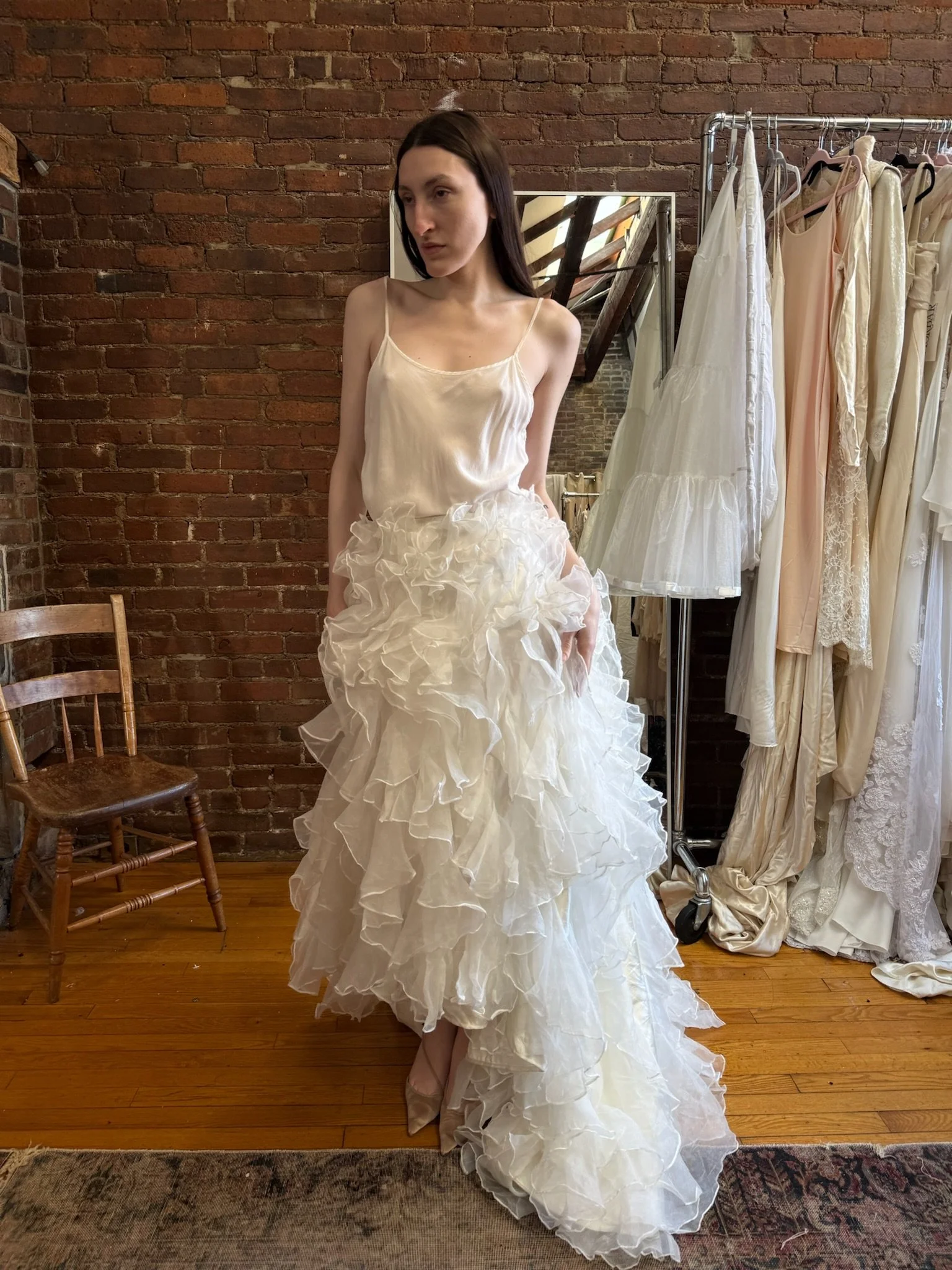 ruffled bridal cape/skirt (OS)
