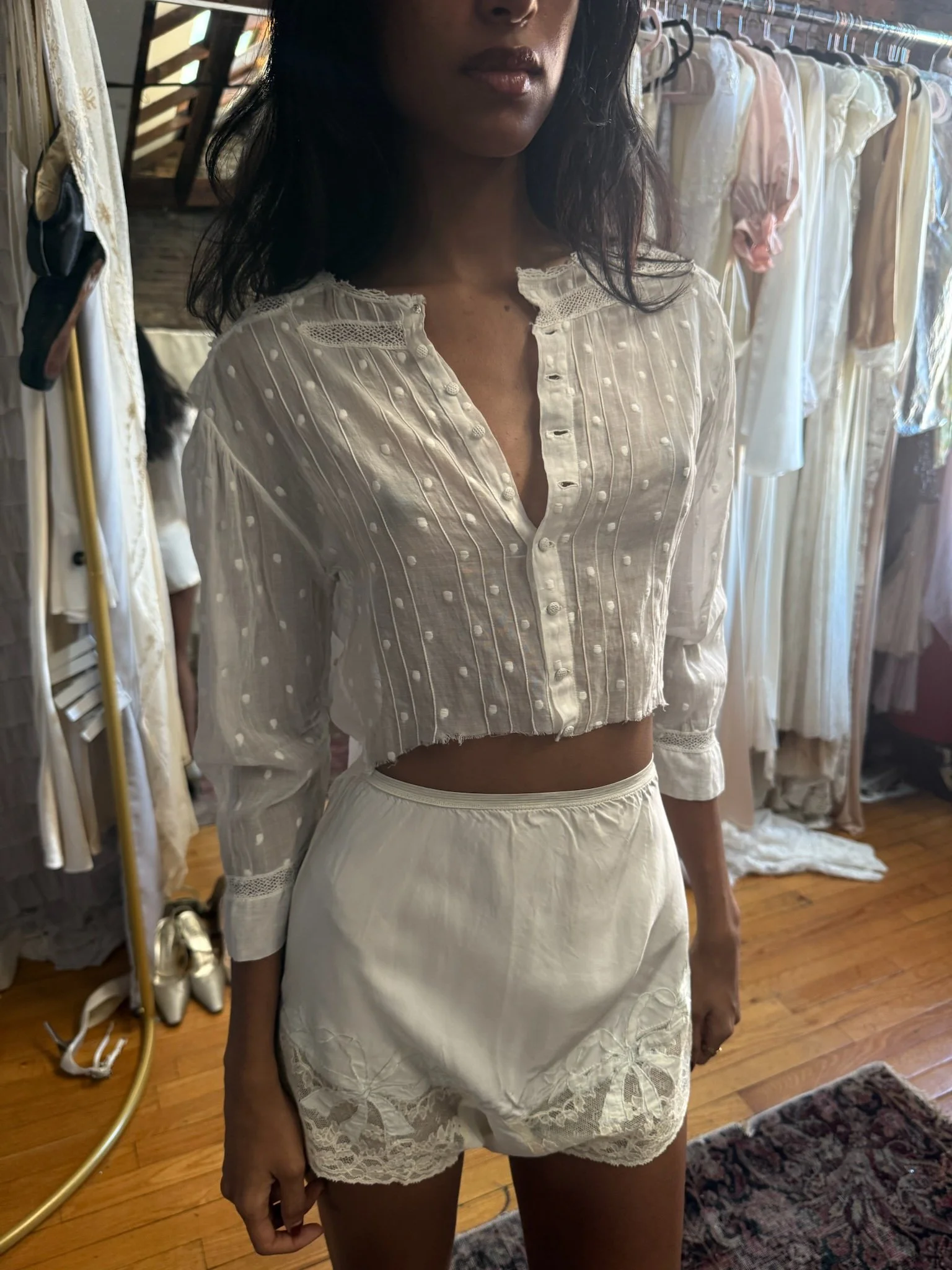 antique cotton embroidered top (XXS-XS)