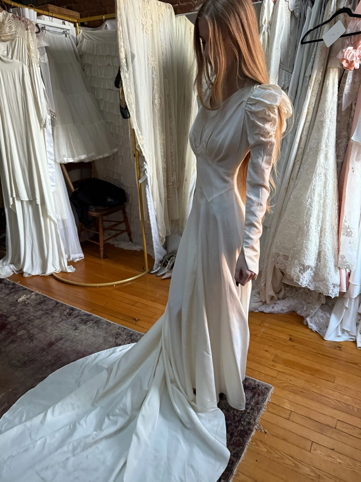 1940s mutton sleeve bridal gown (XS)