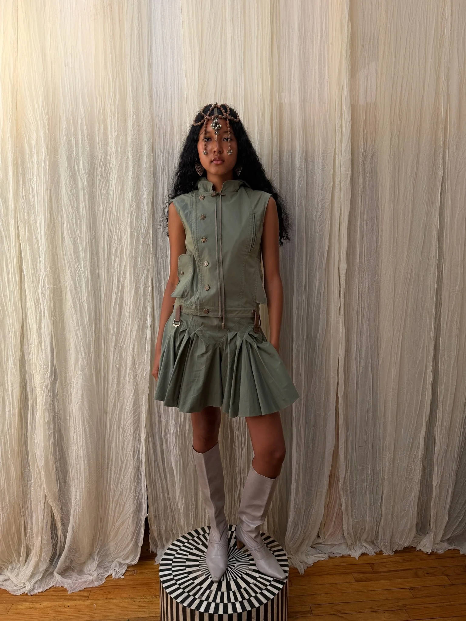 galliano era christian dior military skirt set (XS-M)