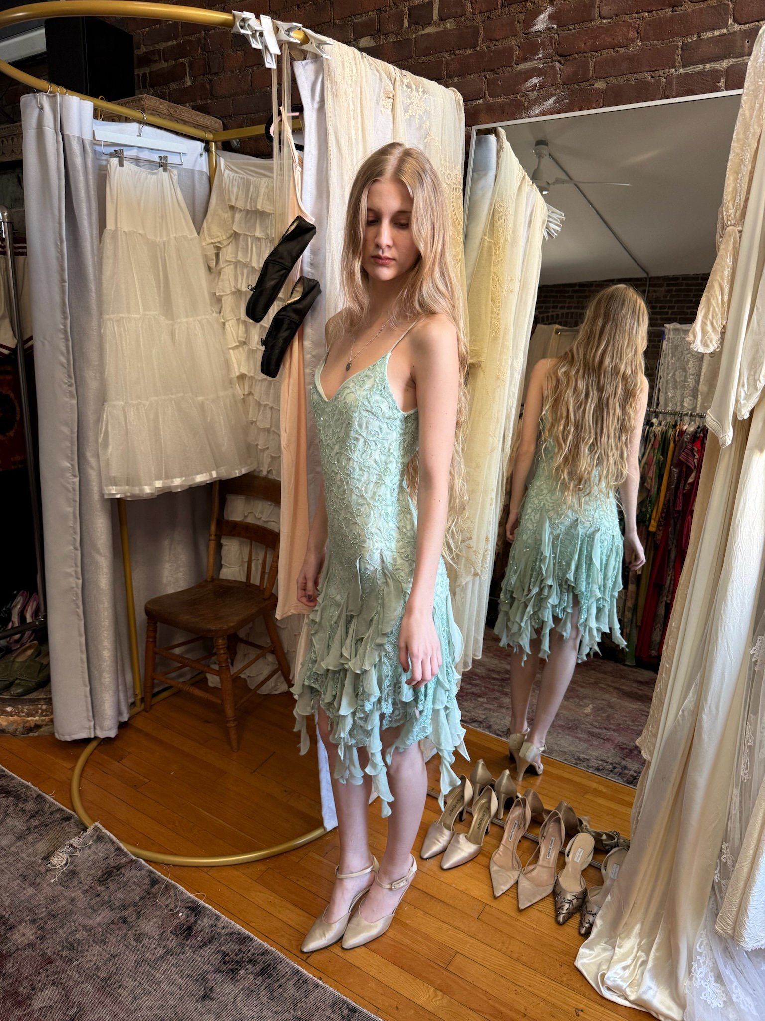 sea foam sexy slinky dress (XS-M)