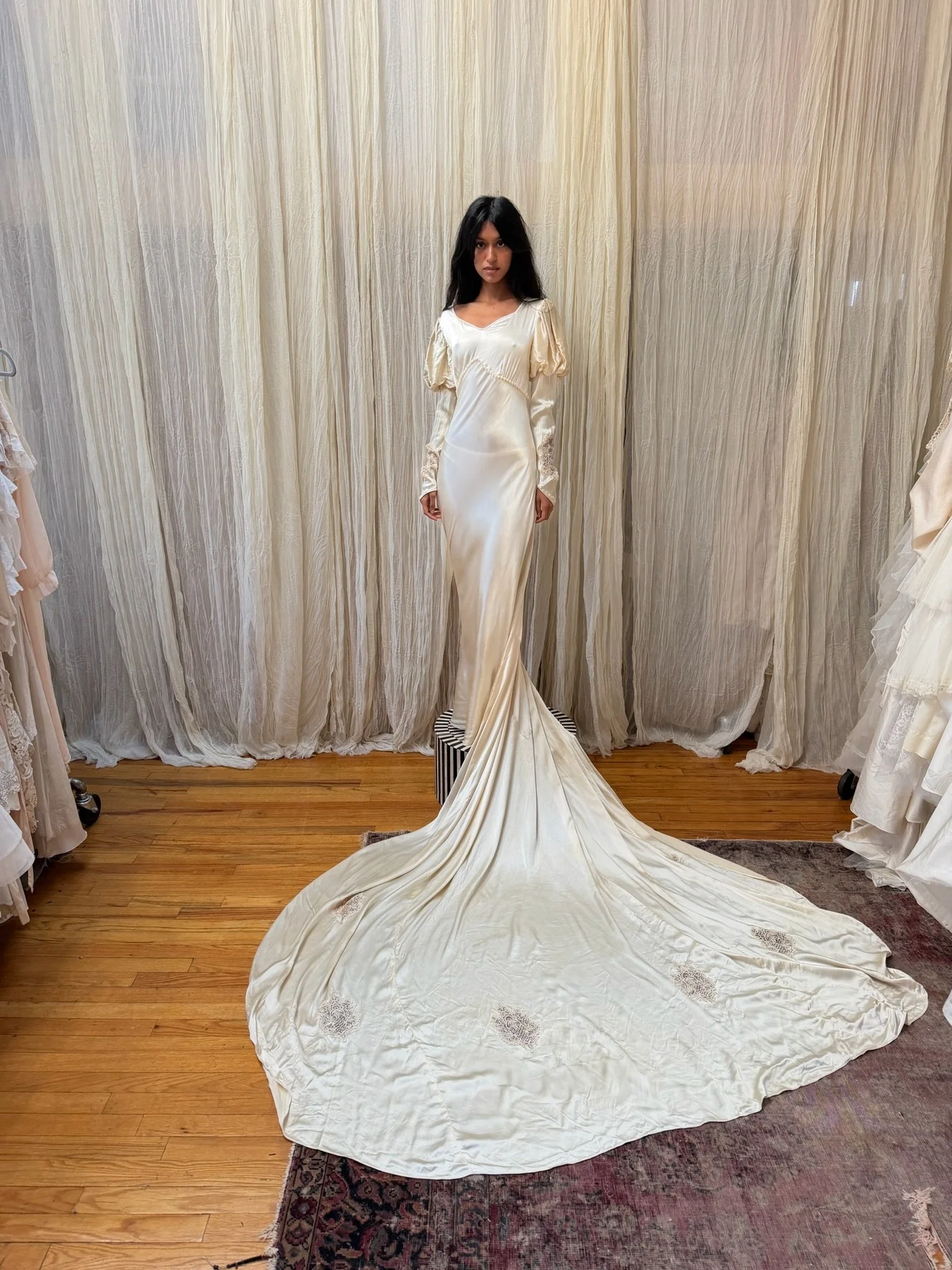 1930s golden silk bridal gown (XS)