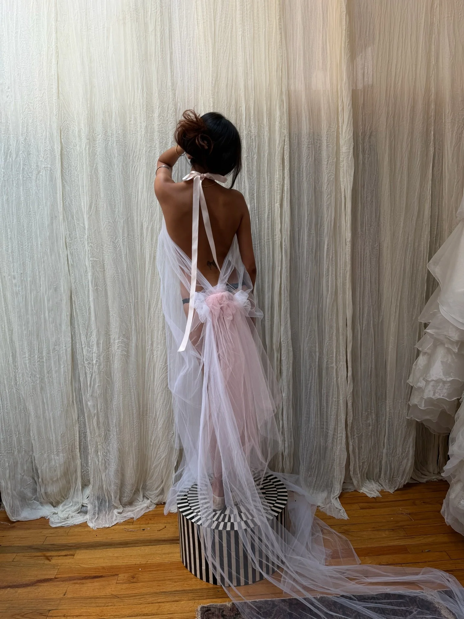 custom tulle halter bridal gown (os)