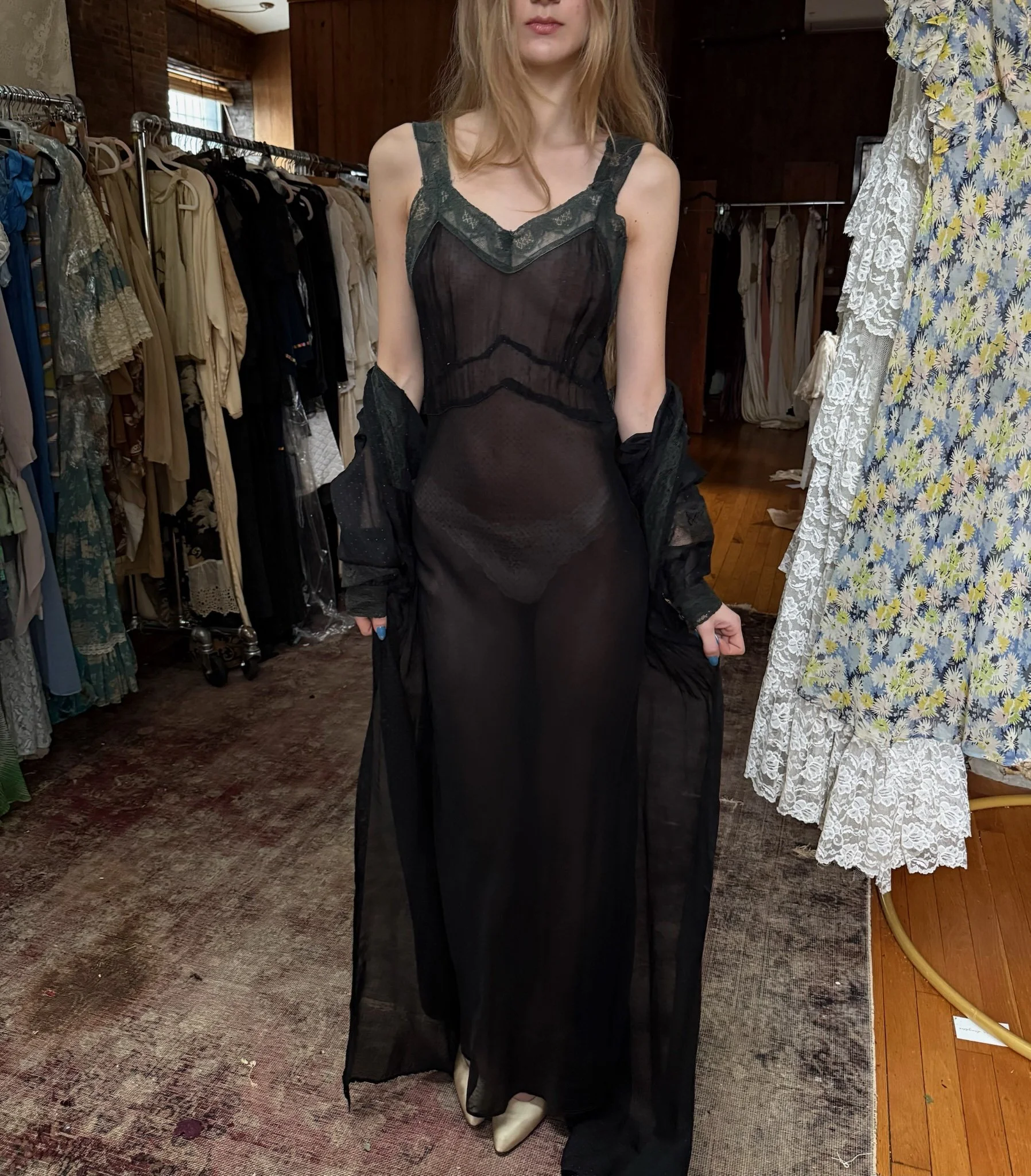 1930/40s polka dot peignoir set (XS)