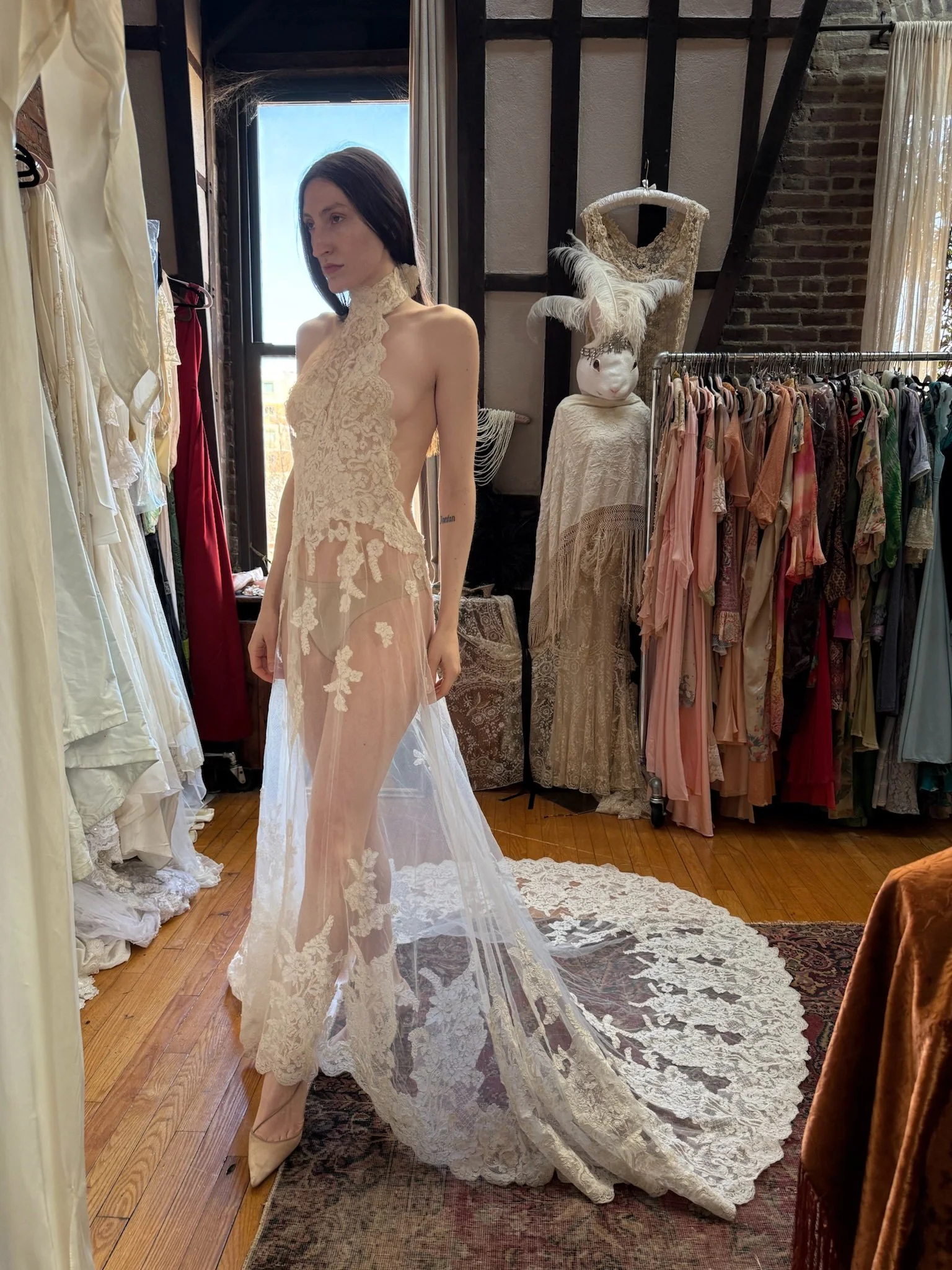 floral lace halter neck (XS-M)