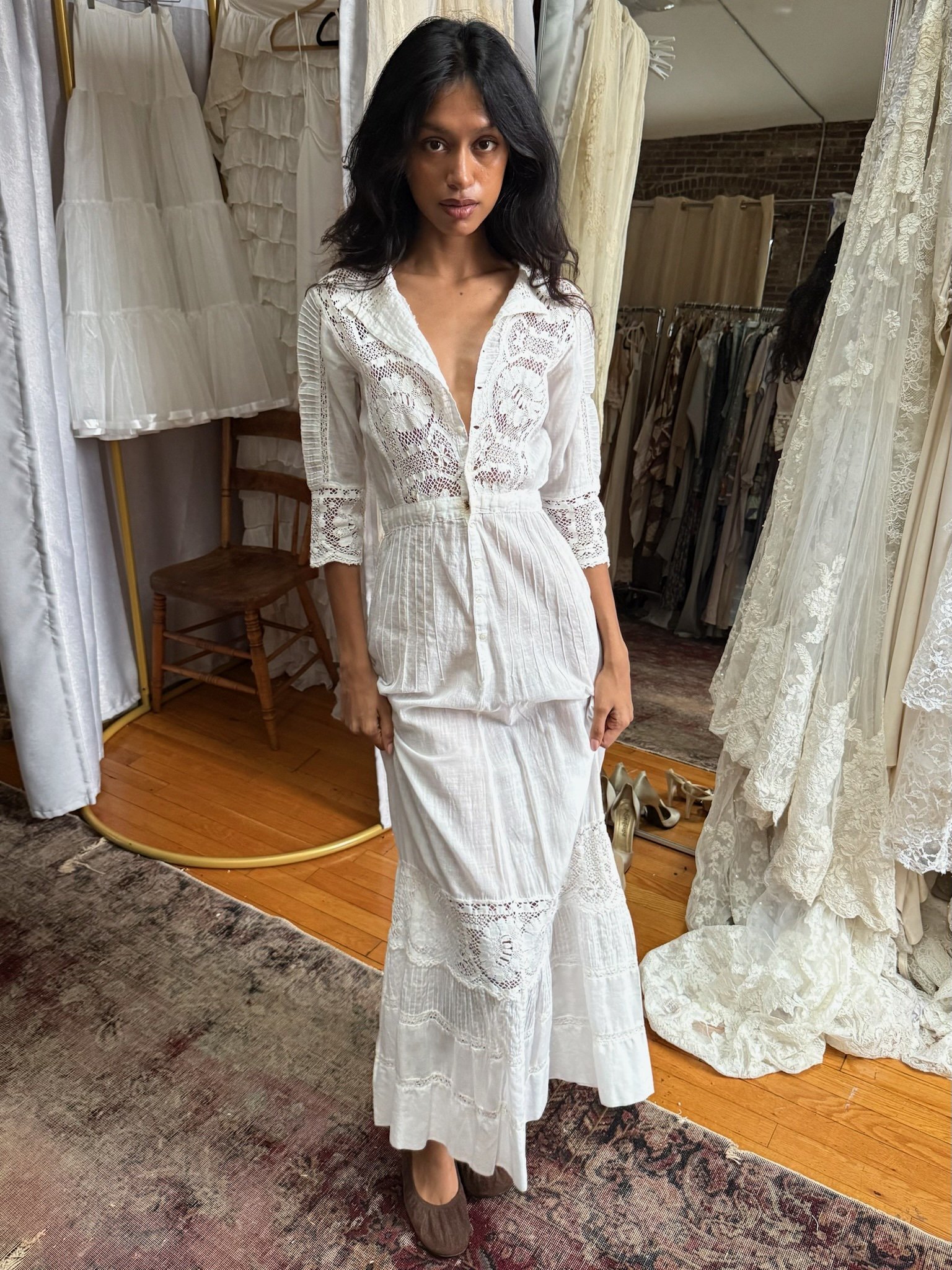 edwardian cotton lawn dress (XXS-XS)