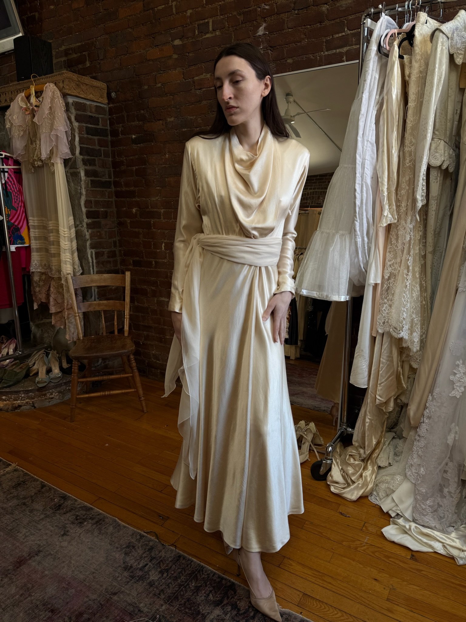1970s rare halston silk wrap gown (XS-S)