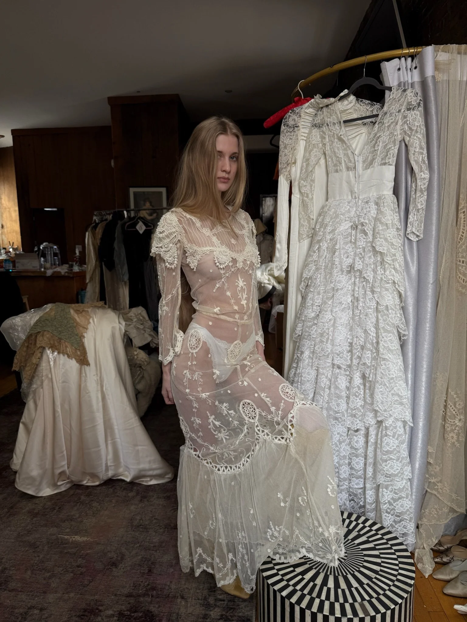 antique net lace gown (XXS-XS)