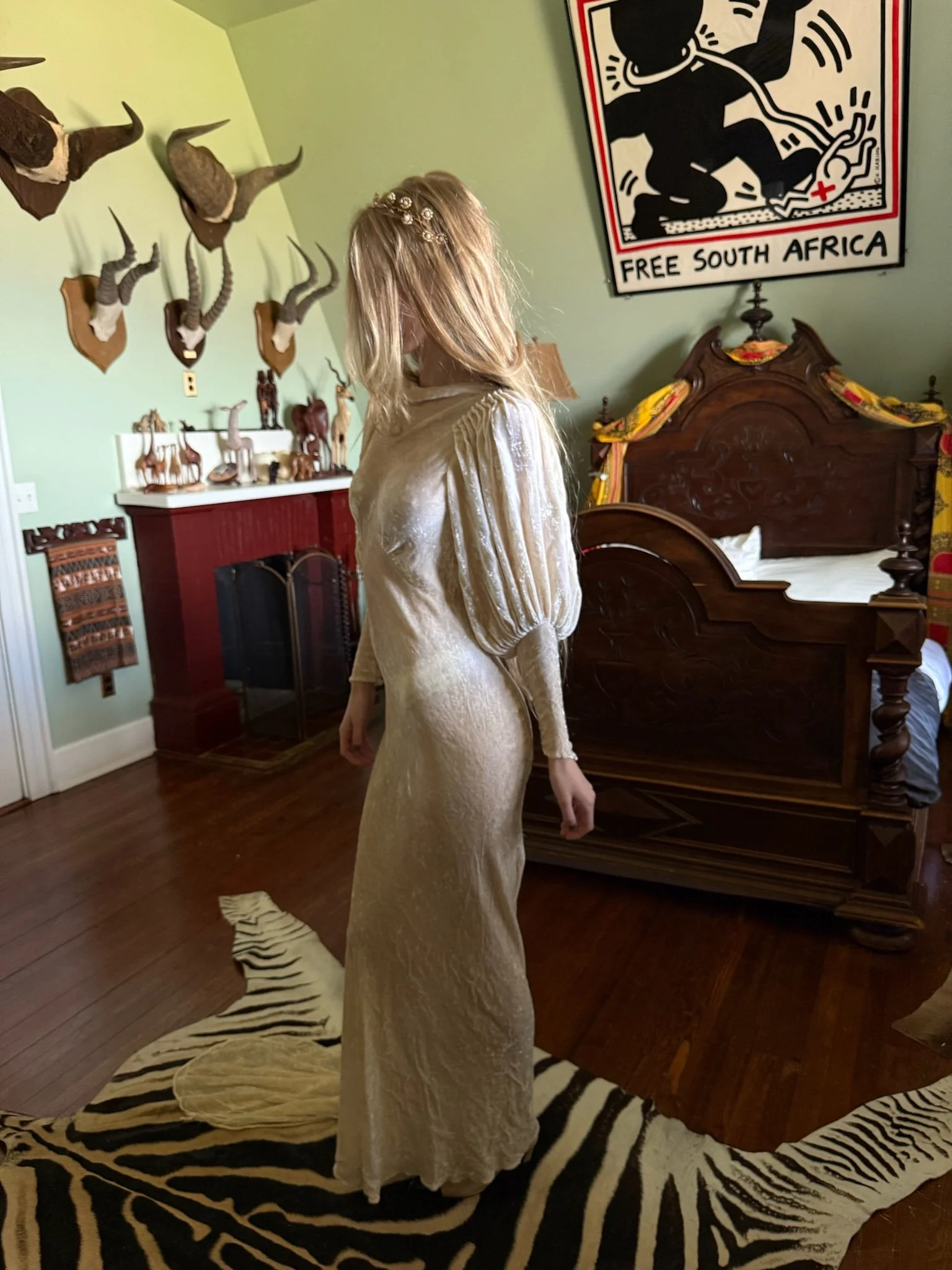 1930s moonlight silk velvet bridal gown (XS-S)