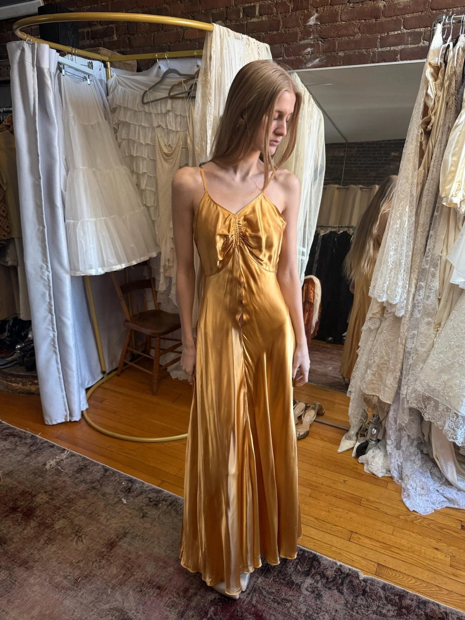 1940s golden sunset dress (XS-S)