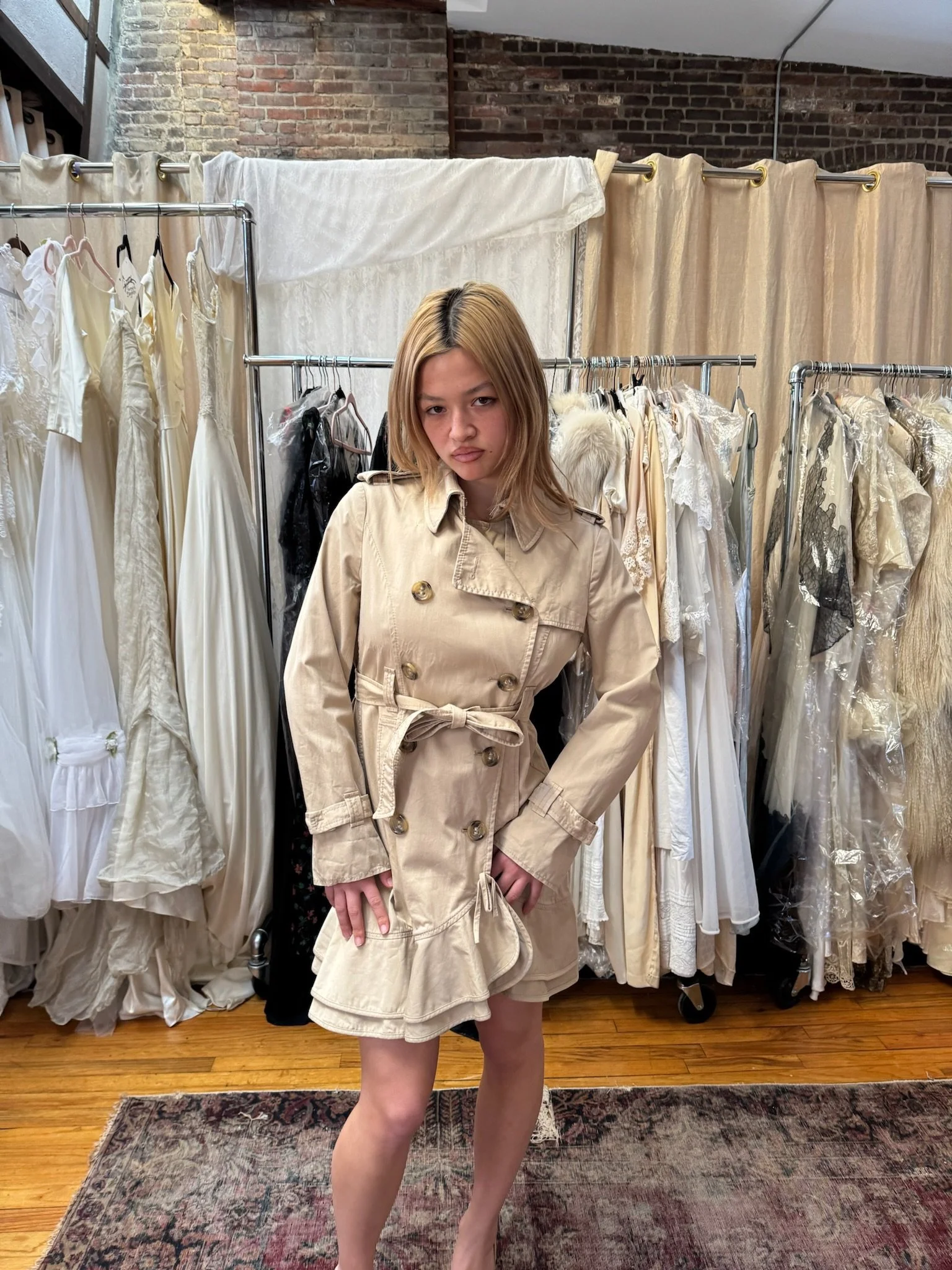 valentino midi trench (XS-S)