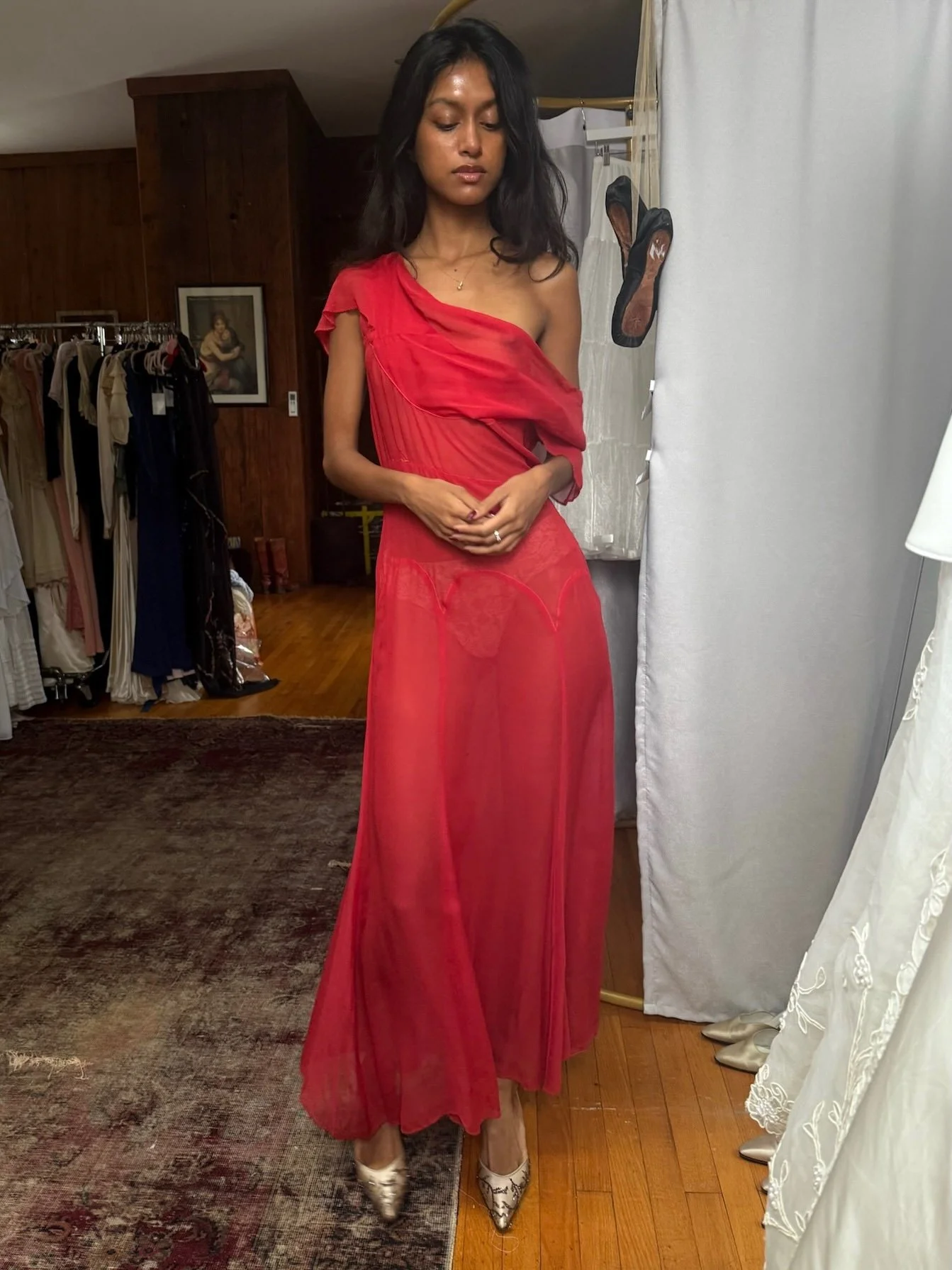 1930s crismon cowl neck dress (XS)