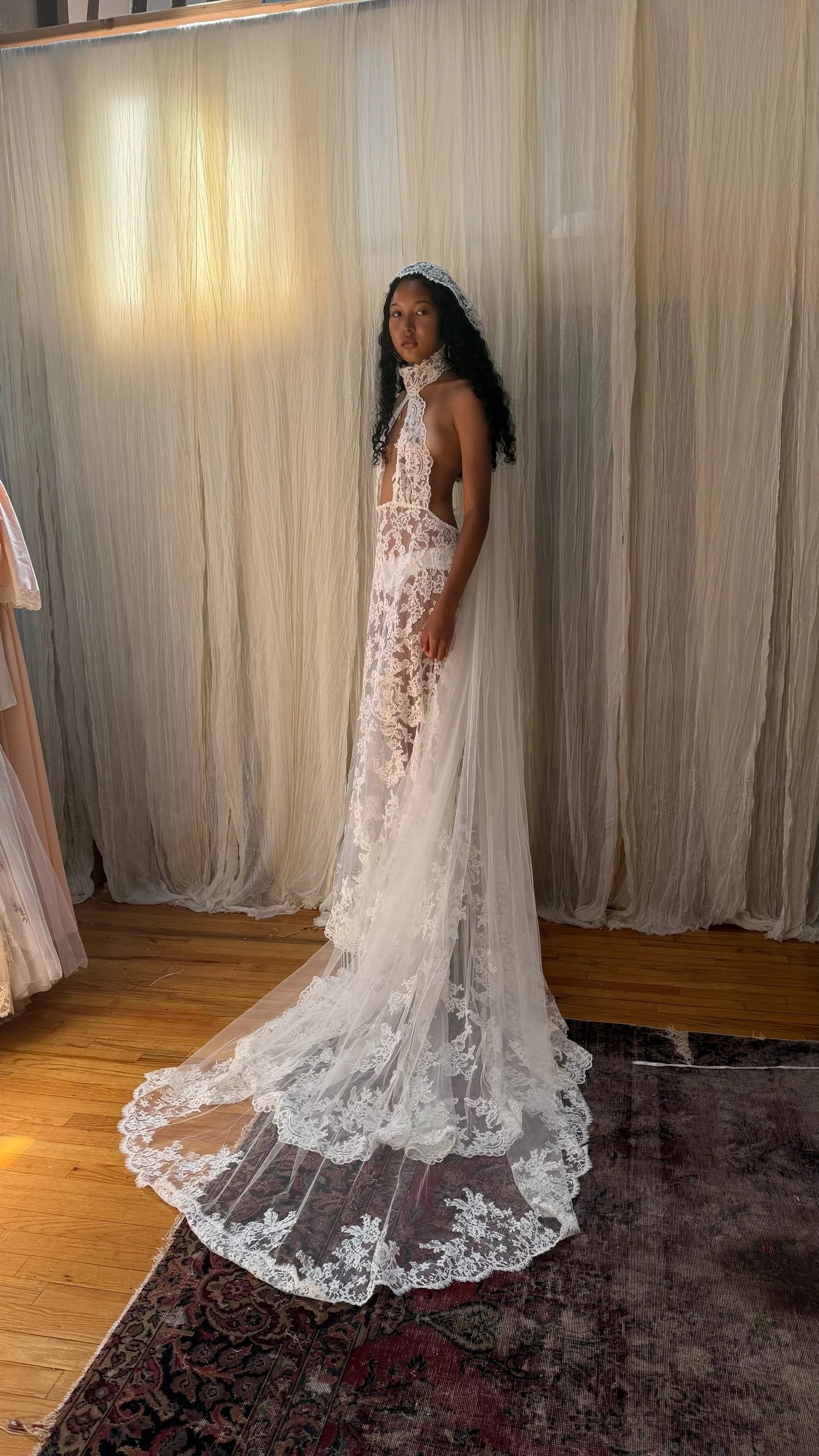 custom lace halter gown (s)