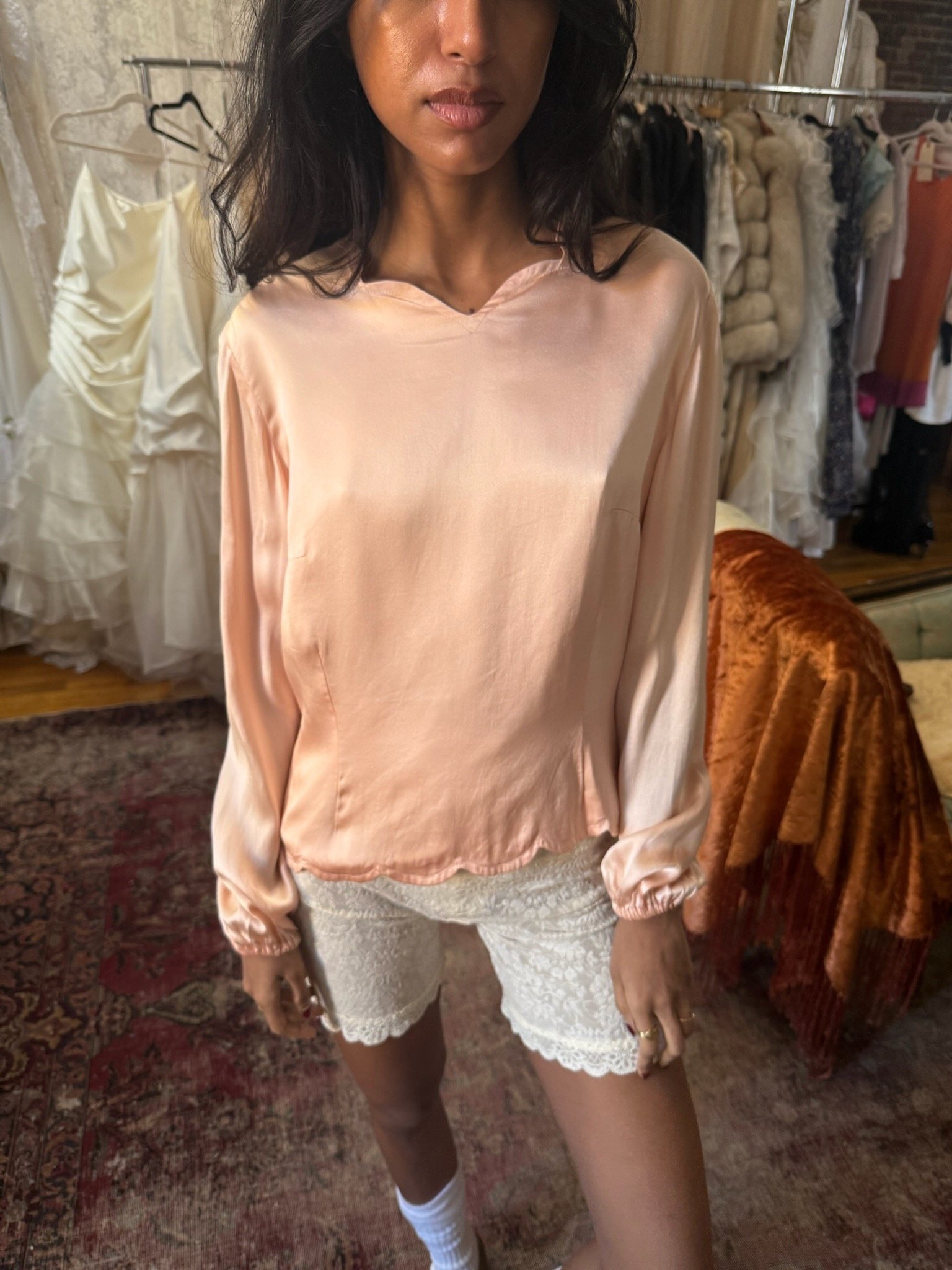 peach scallop top (XS)