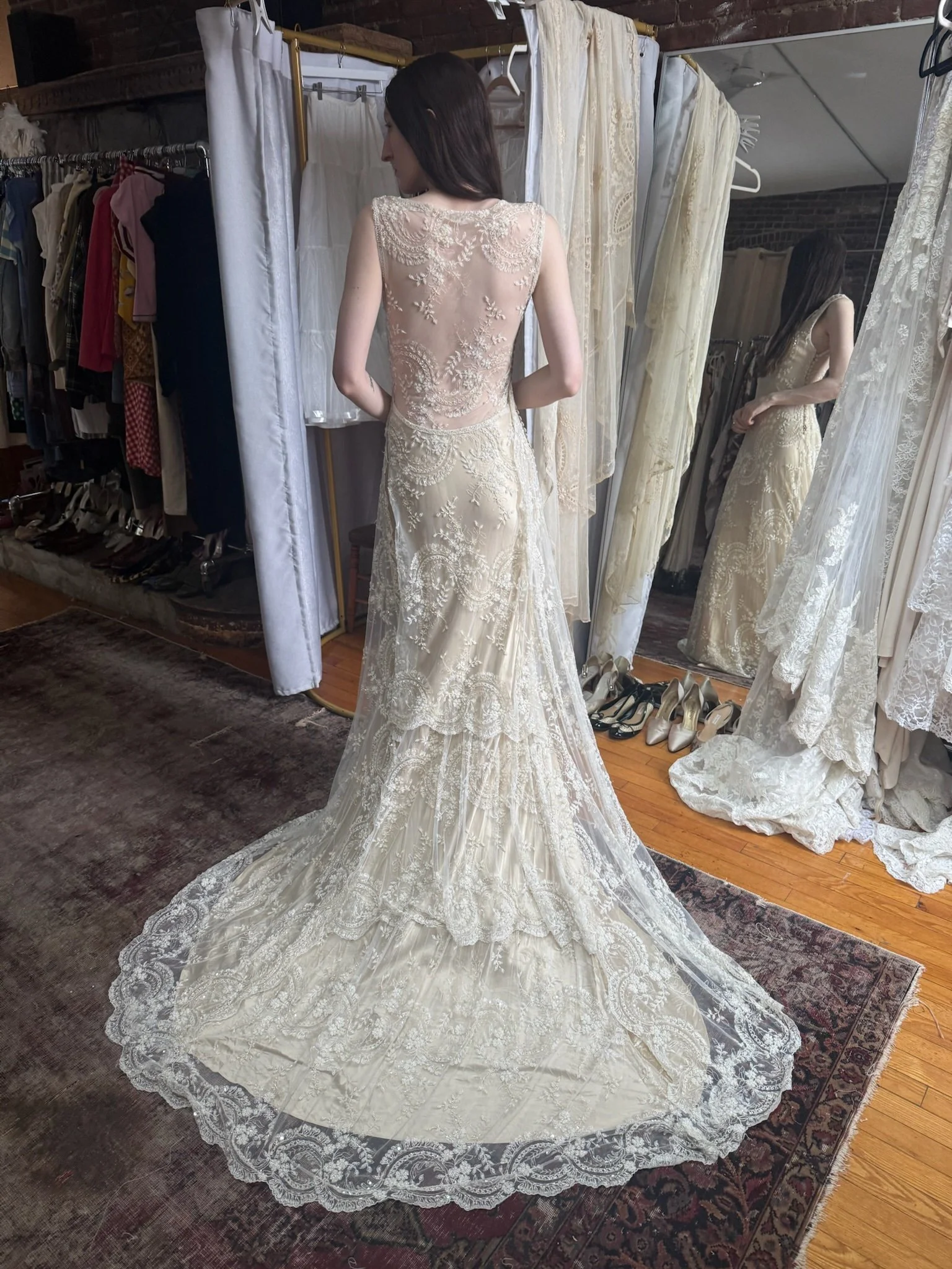 intricate beaded bridal gown (S)