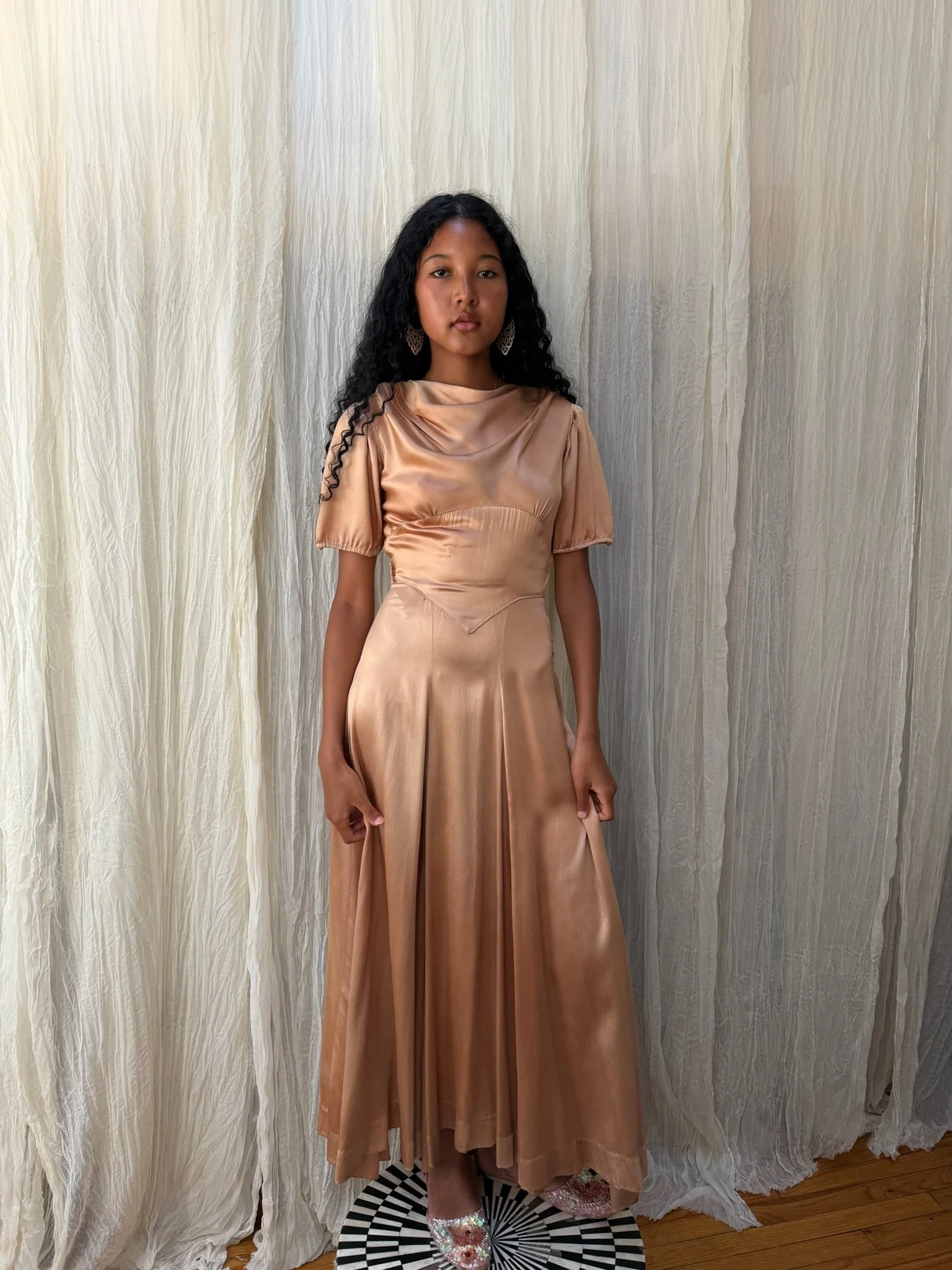 1930s bronze silk gown (XS-S)