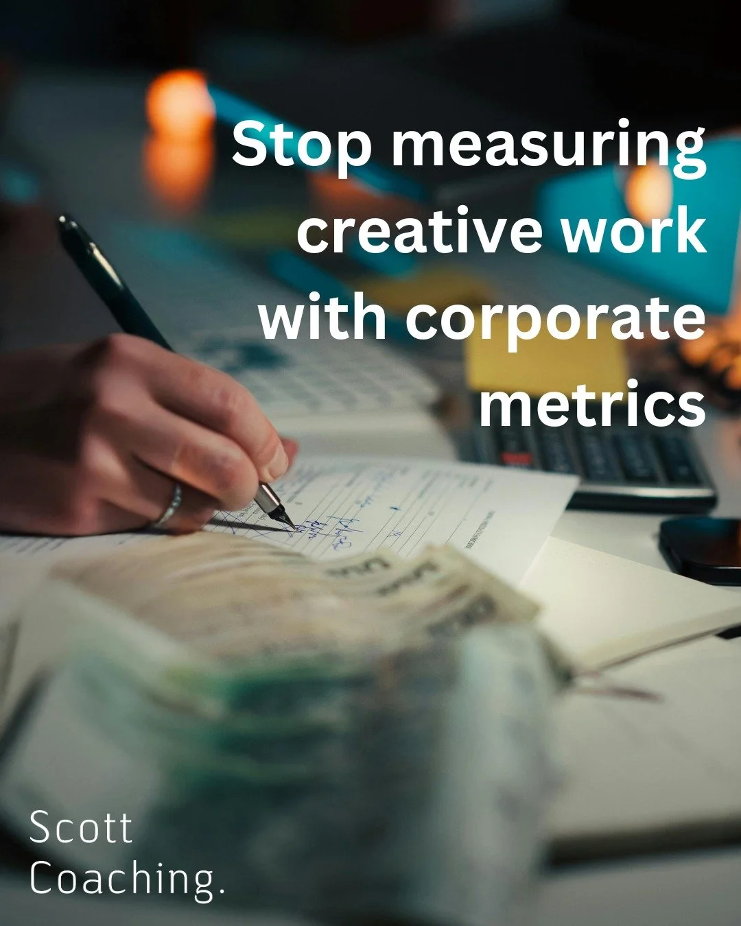 When you feel less productive in your creative business than you did in your corporate days, you're not failing. You're measuring the wrong thing.

Corporate work rewards task completion. Emails answered, meetings attended, boxes ticked. You could 