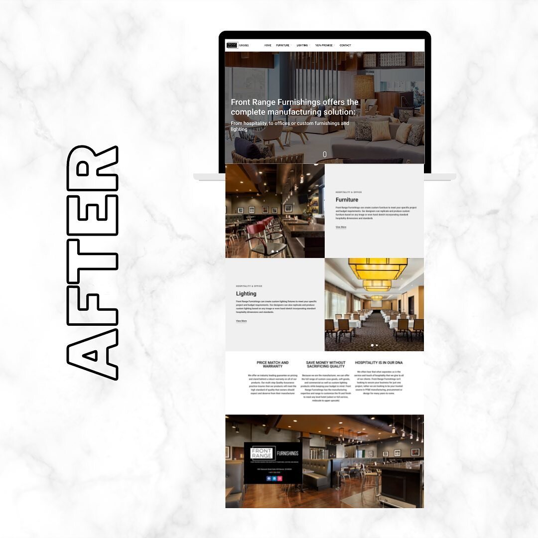 Front Range Furnishings needed a little refresh to their outdated and dark website. Scale to their old logo and low resolution photos were big issues too. With a little magic and reconfiguring to make the site user-friendly, our friends at Front Rang