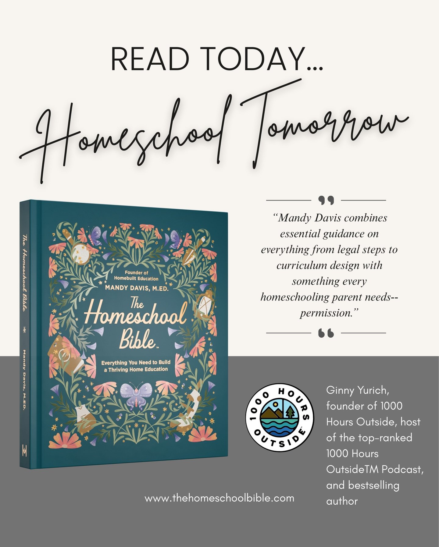 I don&rsquo;t take a single word of this lightly. With all of my heart, thank you for trusting this work. 💛

The Homeschool Bible releases April 7th. It&rsquo;s the book that walks you through every step&mdash; from legal requirements to curriculum 