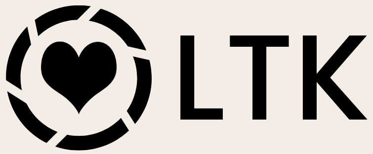 Logo with a heart inside a circular design followed by the letters 'LTK' in black on a light background.