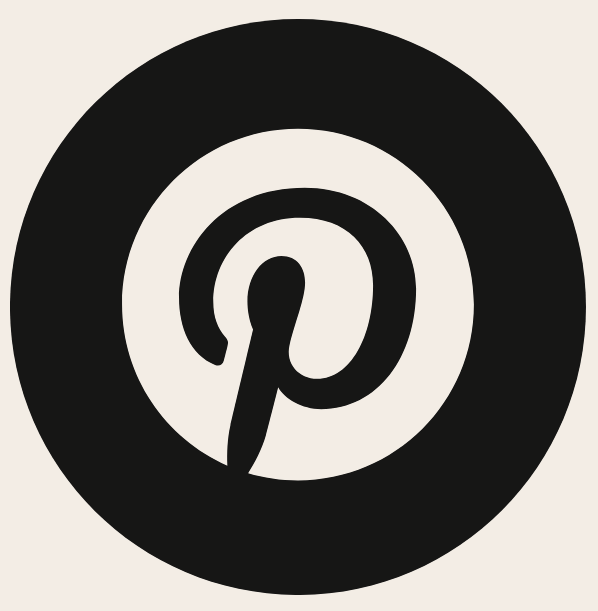 Pinterest logo with a black circular background and a white stylized 'P' in the center.
