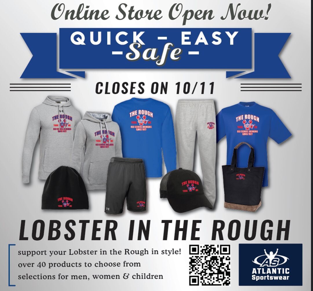 Click the link in our bio to order some limited time Rough merchandise! Ordering closes October 11! Make an early dent in that Christmas list 😉🦞
.
.
.
#yorkbeachmaine #therough #lobsterintherough #mainefoodie #yorkbeach #yorkbeachmaine #livemusic #