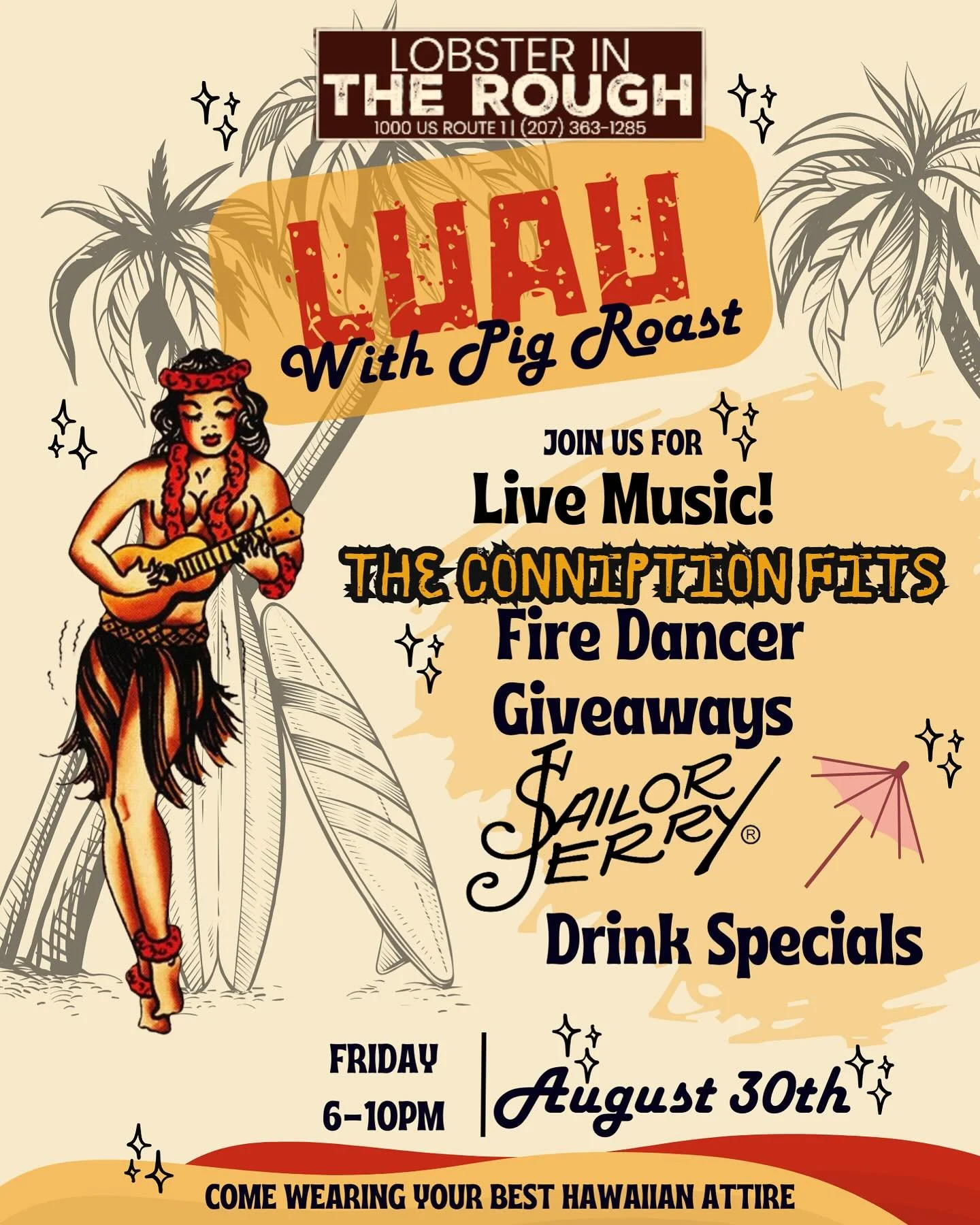Come get Leid at The Rough.

We&rsquo;re throwing a Luau! 🌺

Kick off your Labor Day weekend with a bang at The Rough&rsquo;s Luau! Enjoy live music, witness an incredible fire dancing performance, and feast on roasted pig. To top it all off, there 