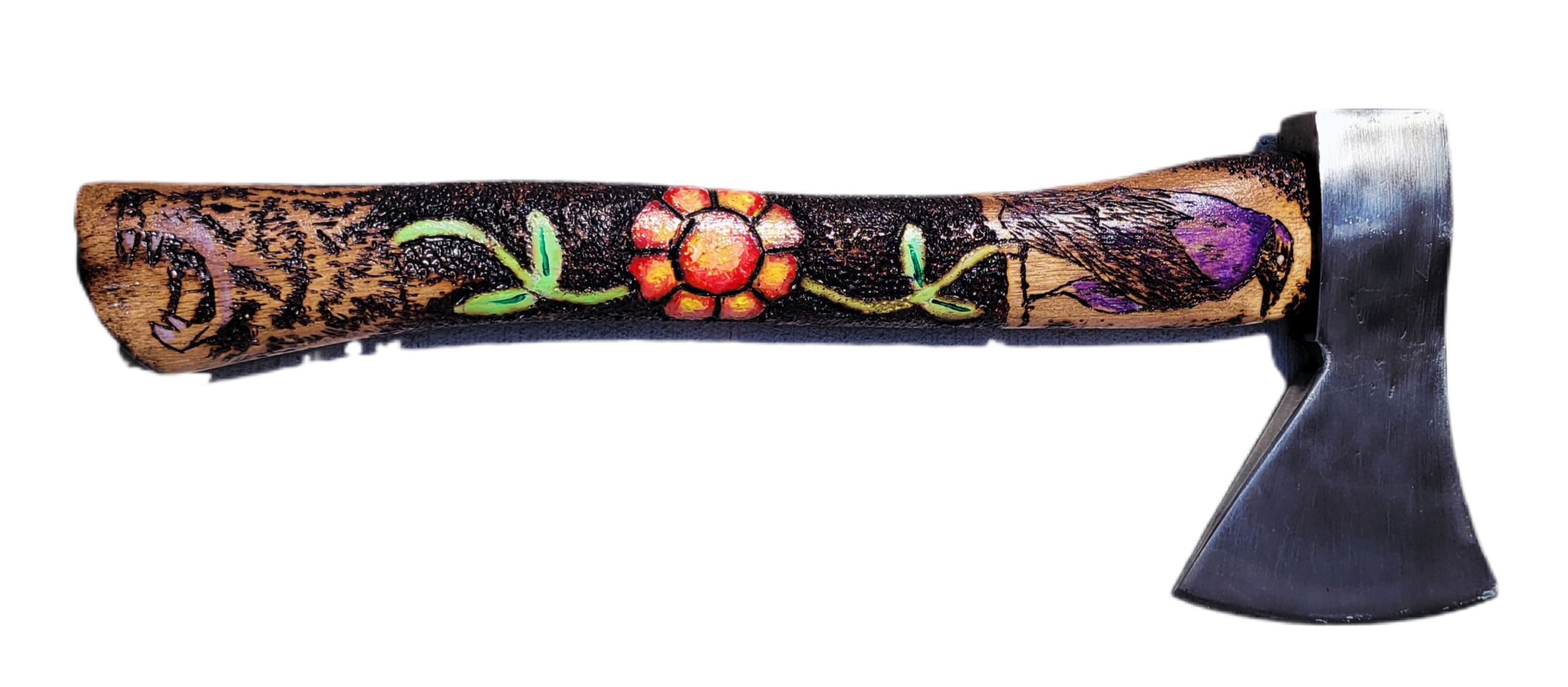 Wolf and Raven Warrior Hatchet