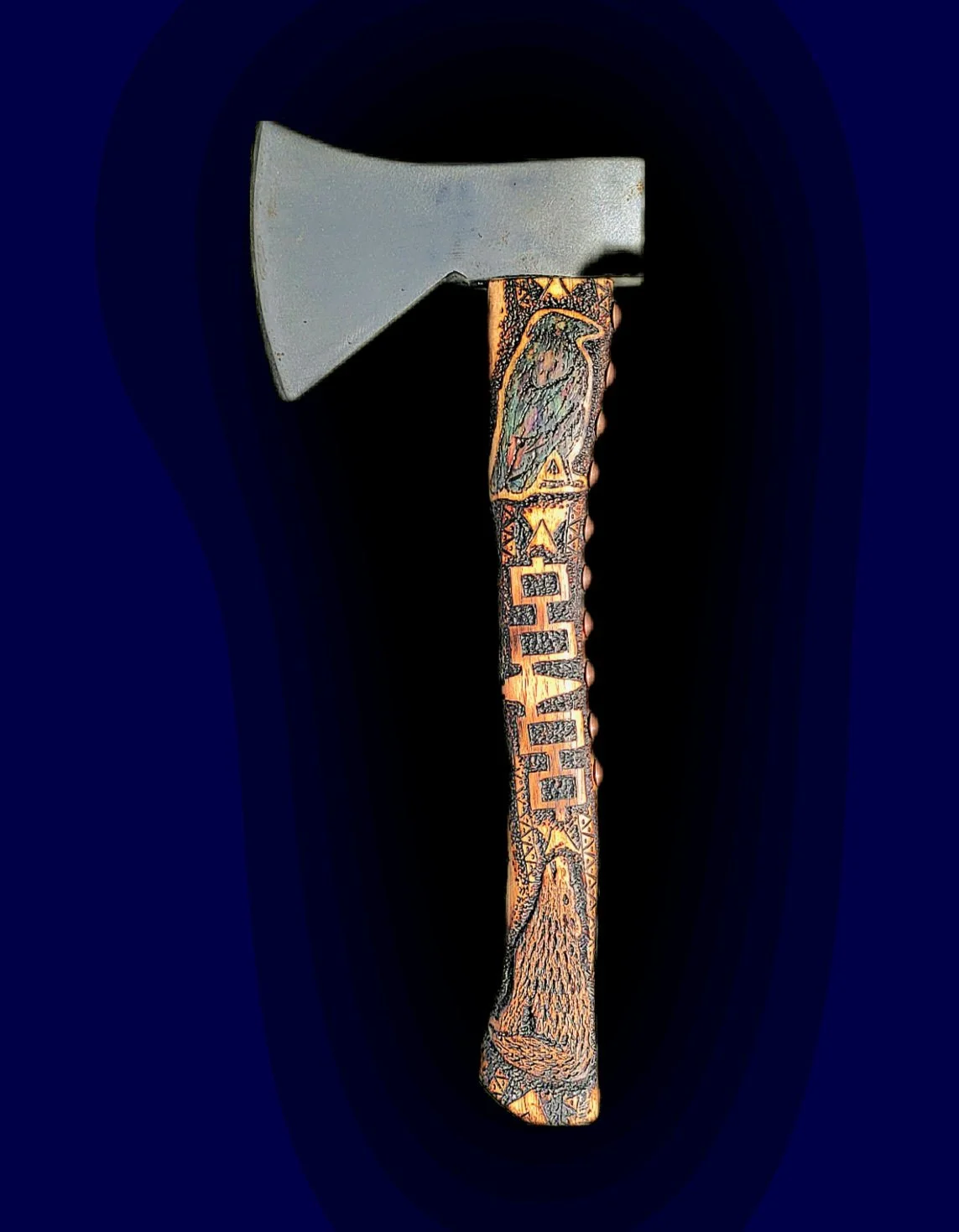 Wolf and Raven Warrior Hatchet