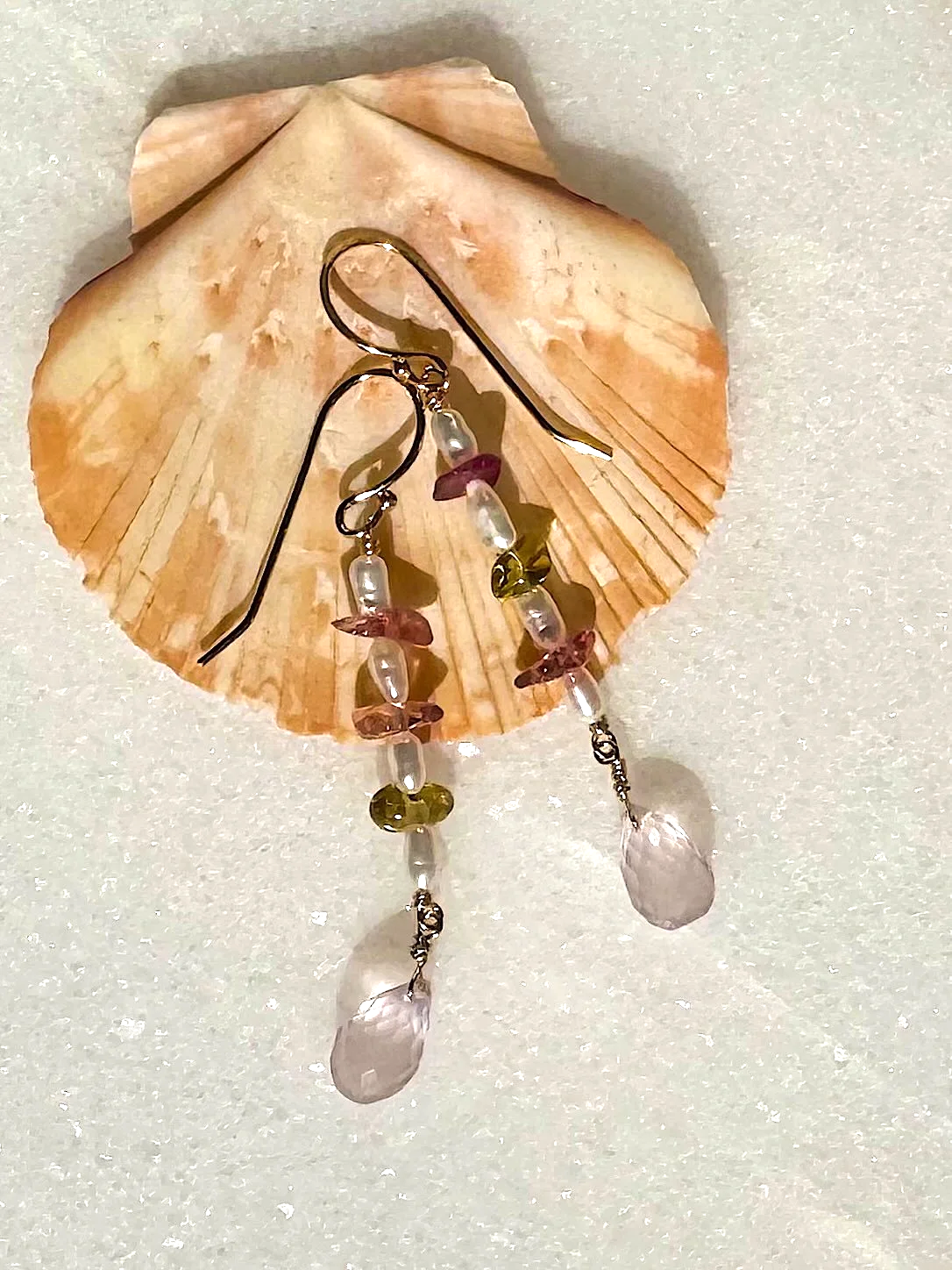 HIBISCUS Earrings Tourmaline and Pearl 