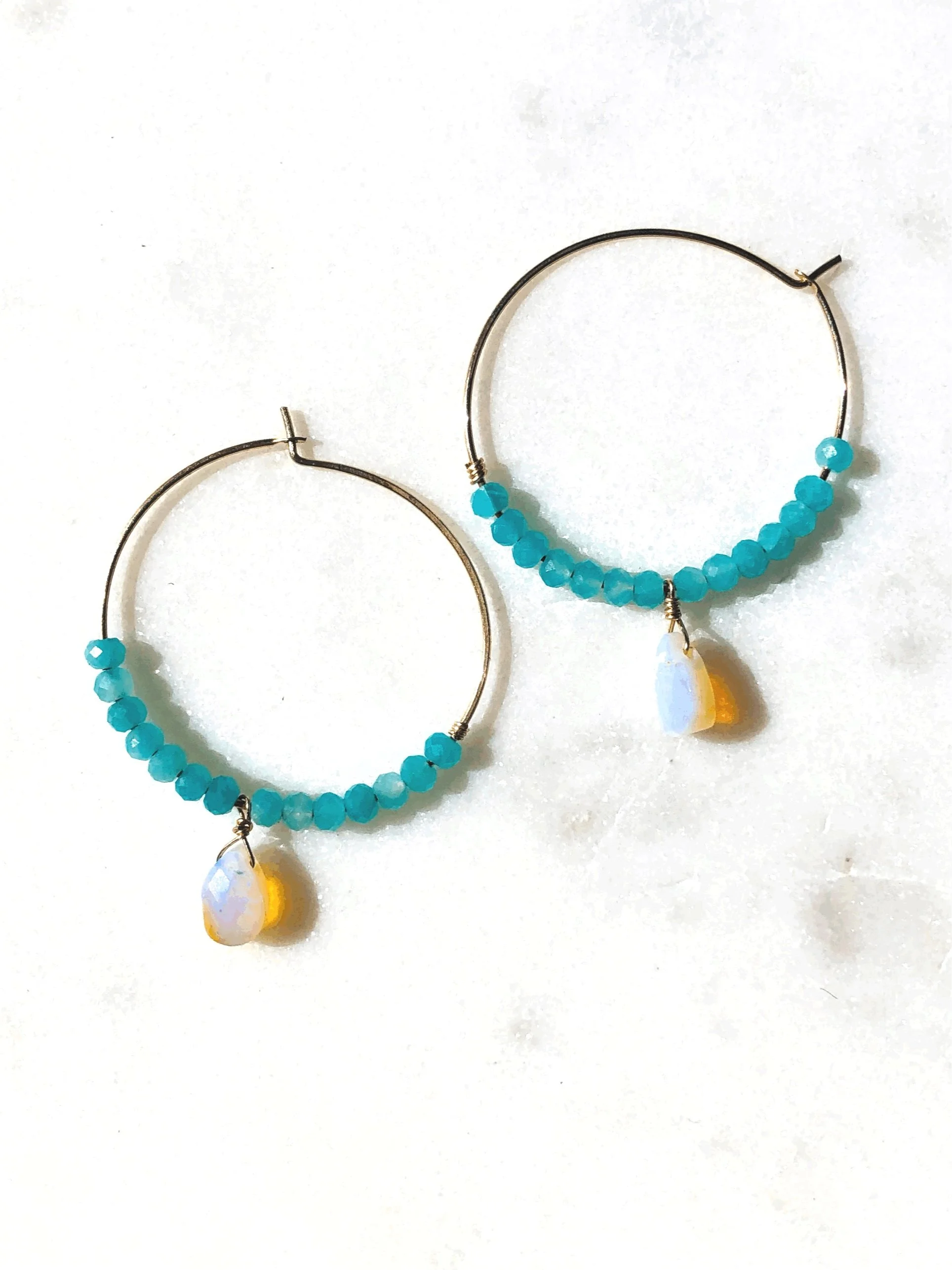 ISLA Earrings Opal + Amazonite
