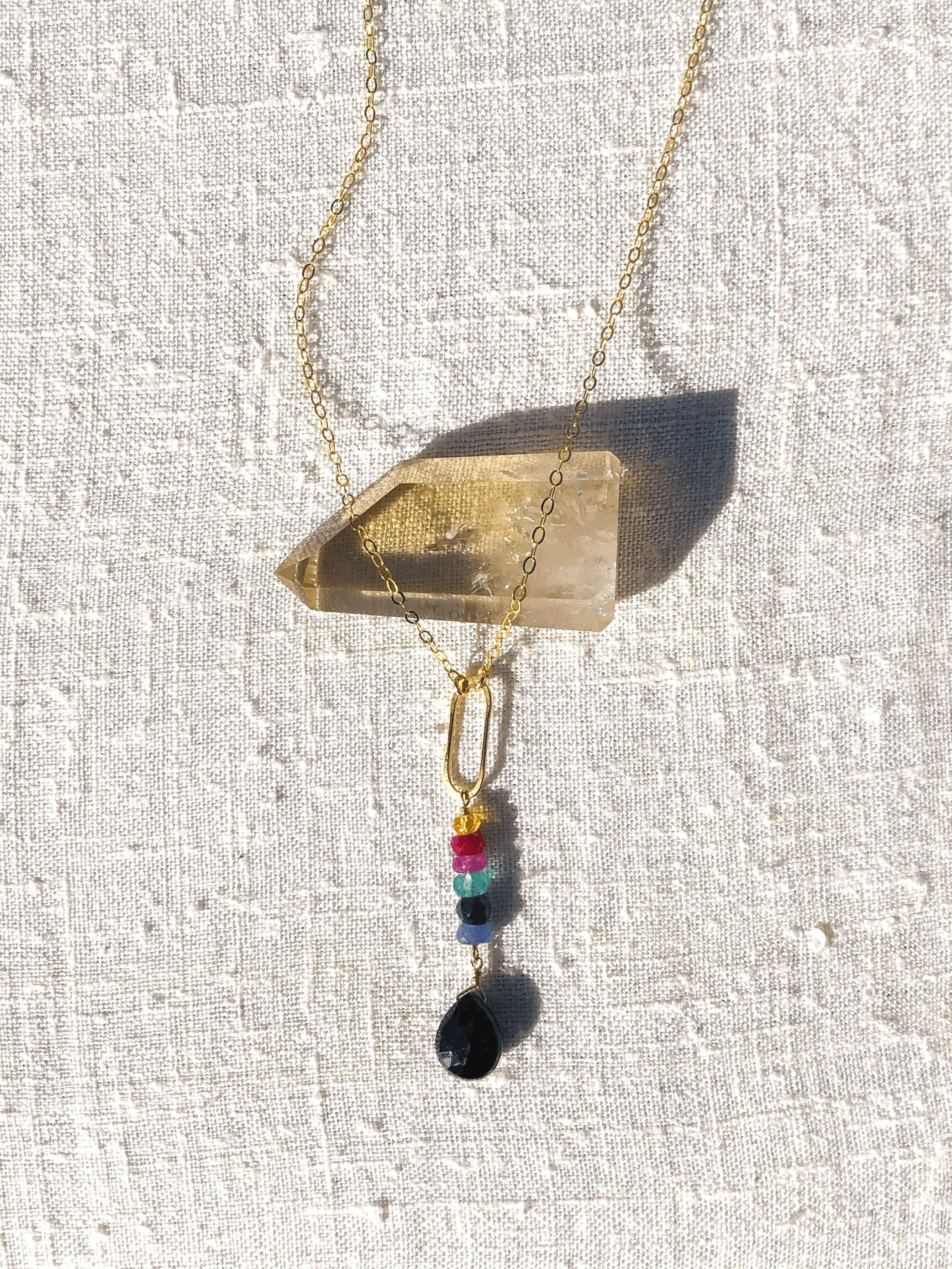 ESME Necklace Emerald, Sapphire and Ruby